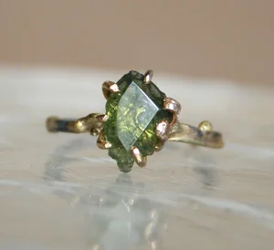 Czech Republic Moldavite Large Stone Ring
