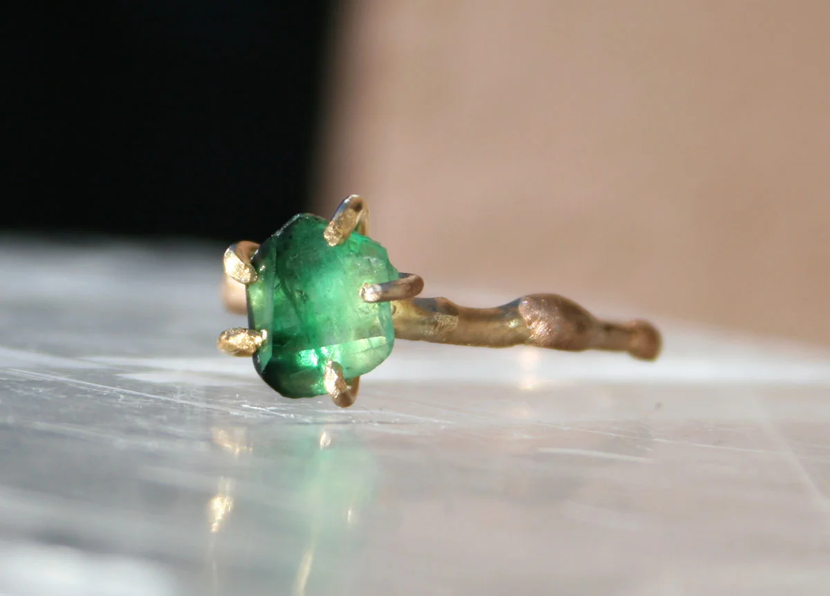 Brazilian Emerald with a Gold Band