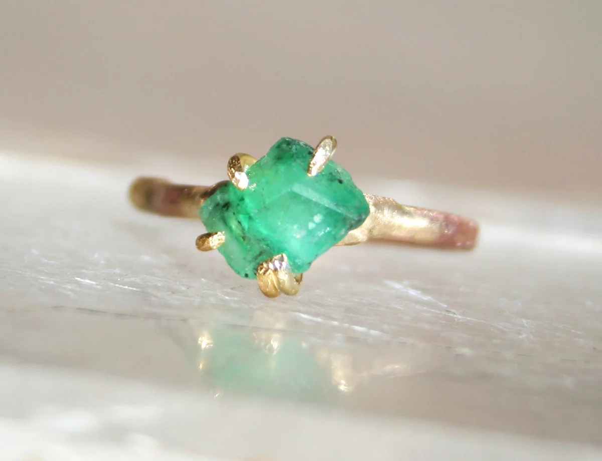 Brazilian Emerald with a Gold Band
