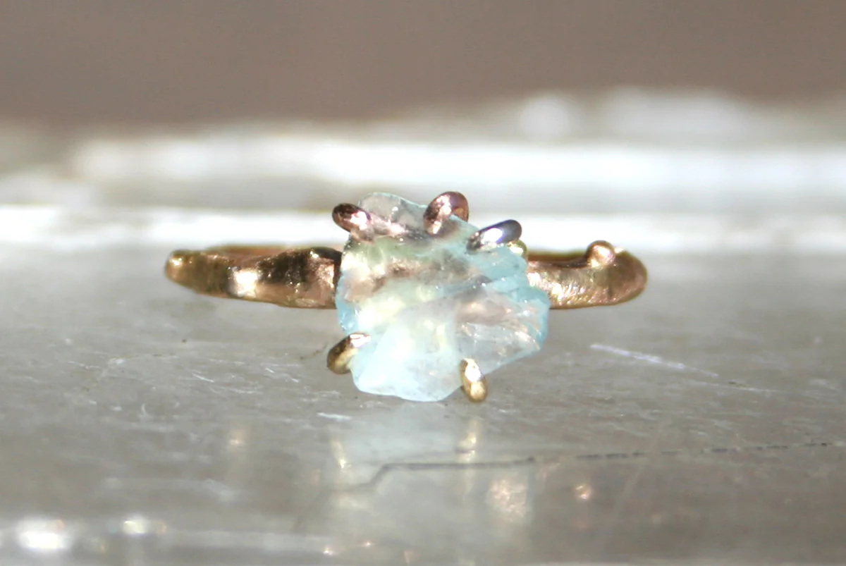 Aquamarine with Gold Band