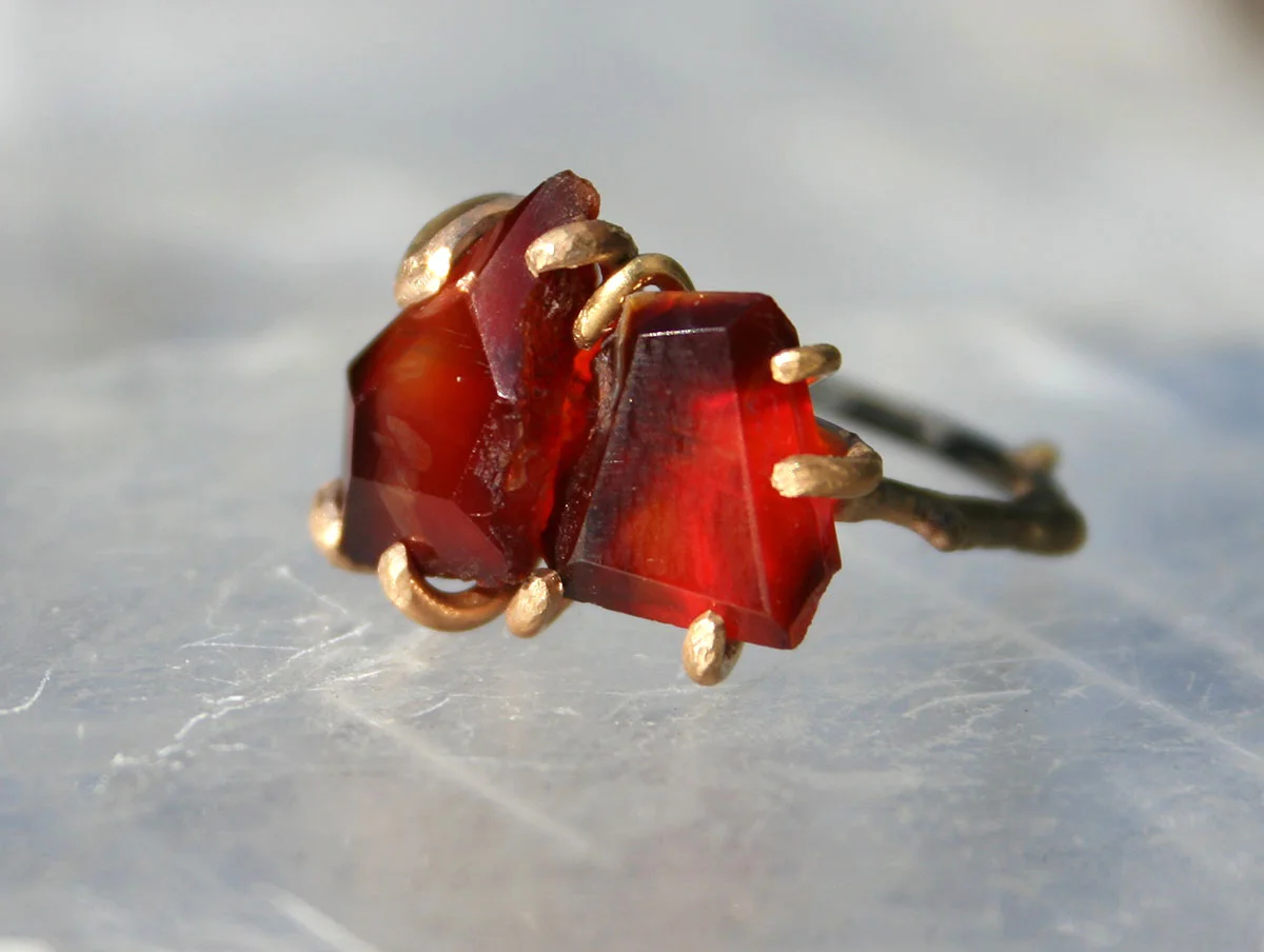 Oregon Carnelian Stacked Stone Ring