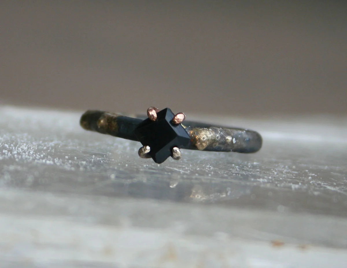 Wyoming Black Jade Small Stone Rings