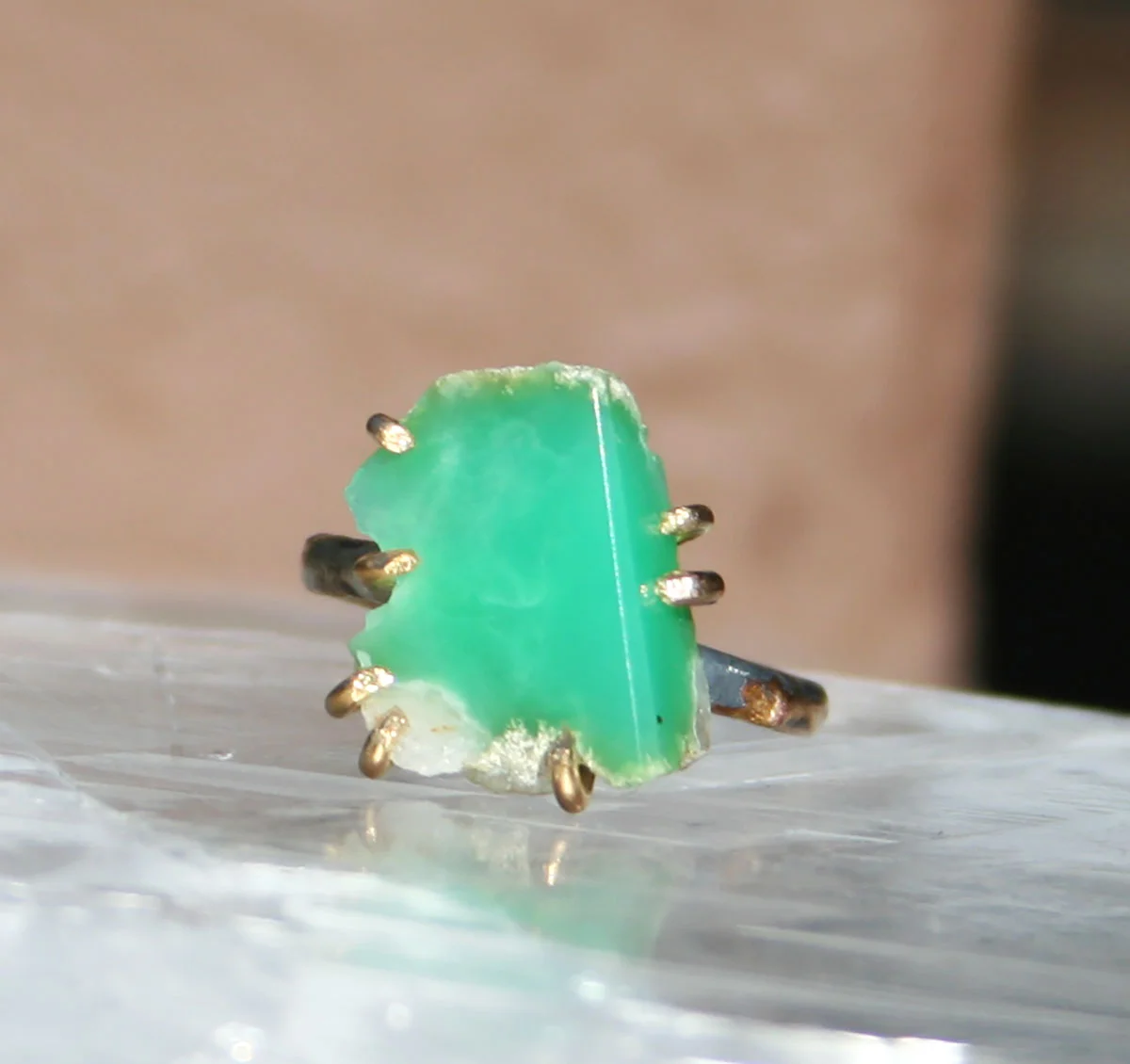 Chrysoprase Large Stone Ring