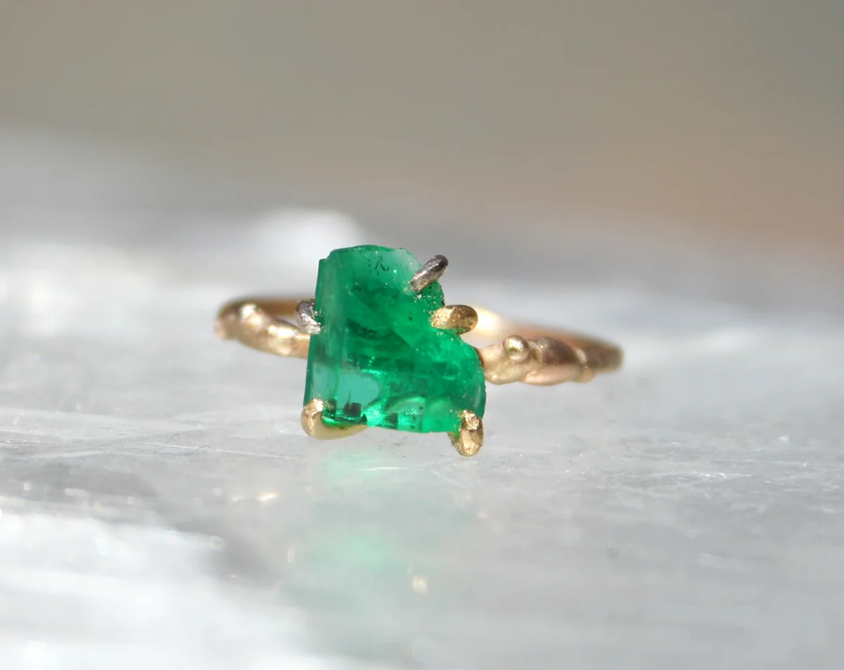 Zambian Emerald with Gold Band