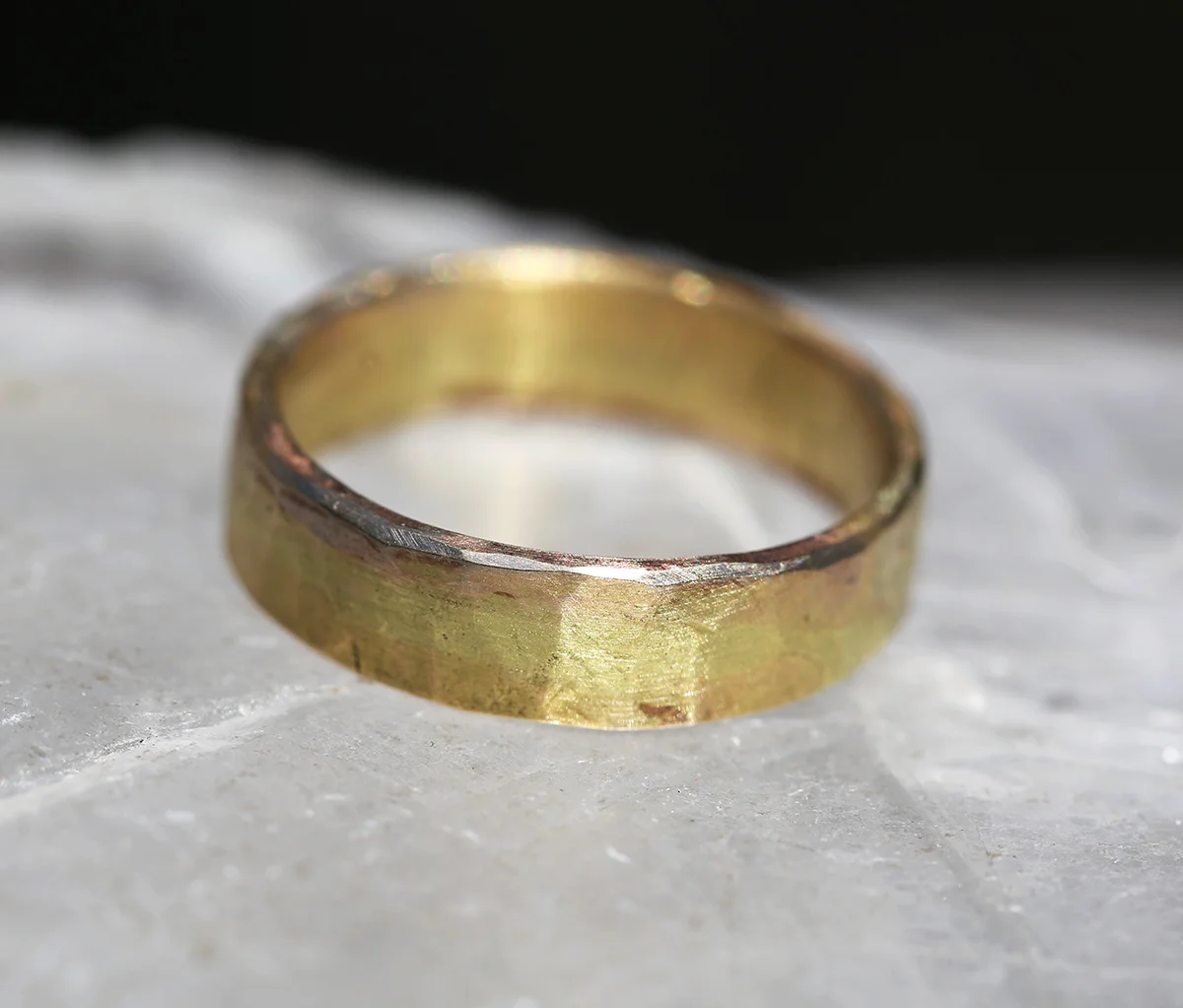 Flat Ribbon Ring- All Gold Green Blend