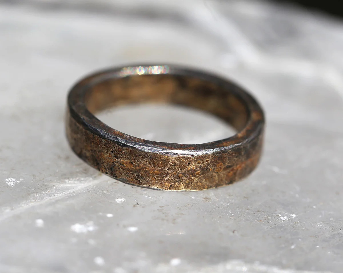Seamed Band- Gold and Oxidized Sterling Silver
