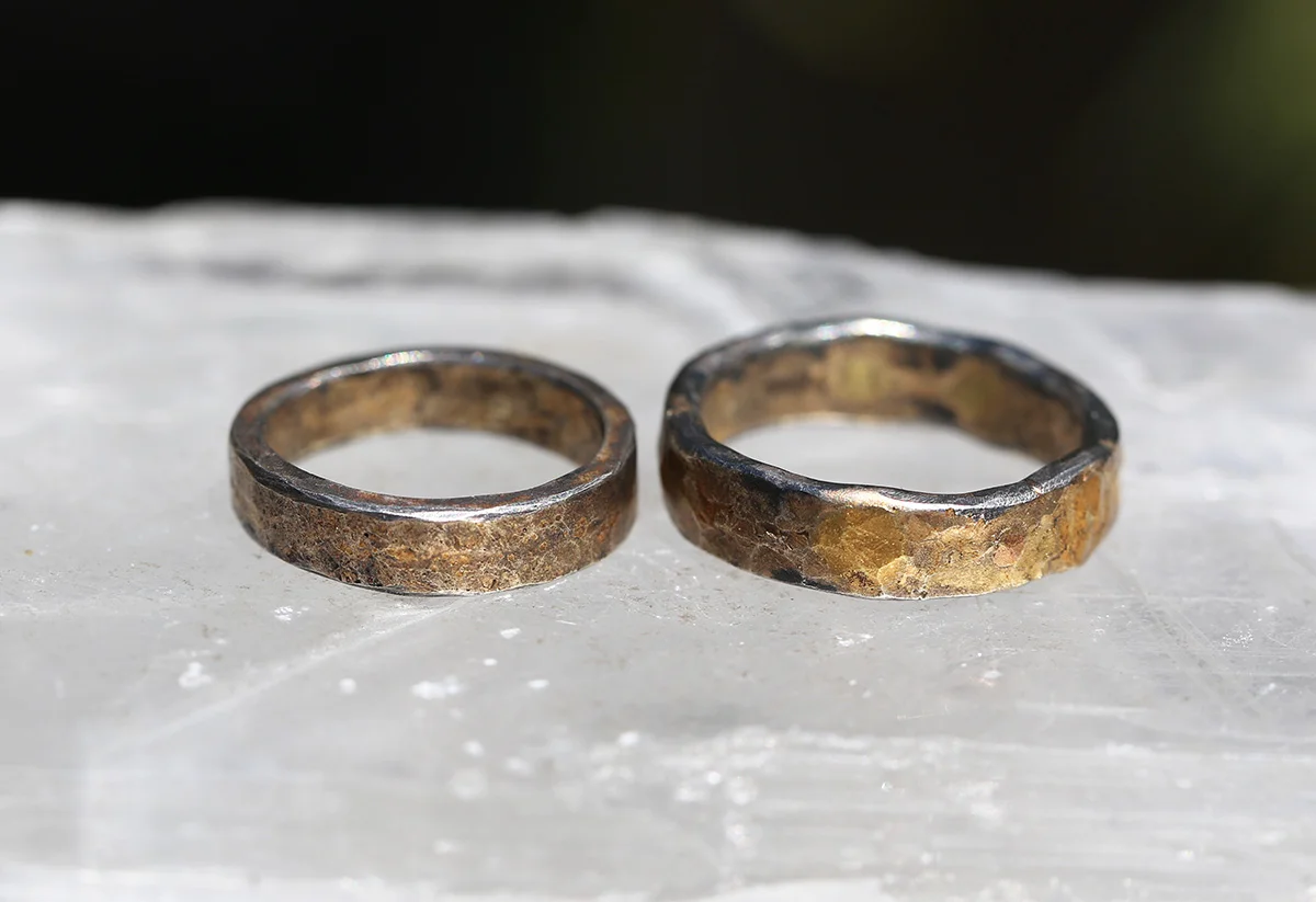 Seamed Band- Gold and Oxidized Sterling Silver