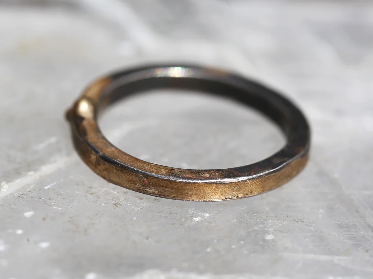 Heavy band- Gold and Oxidized Sterling Silver