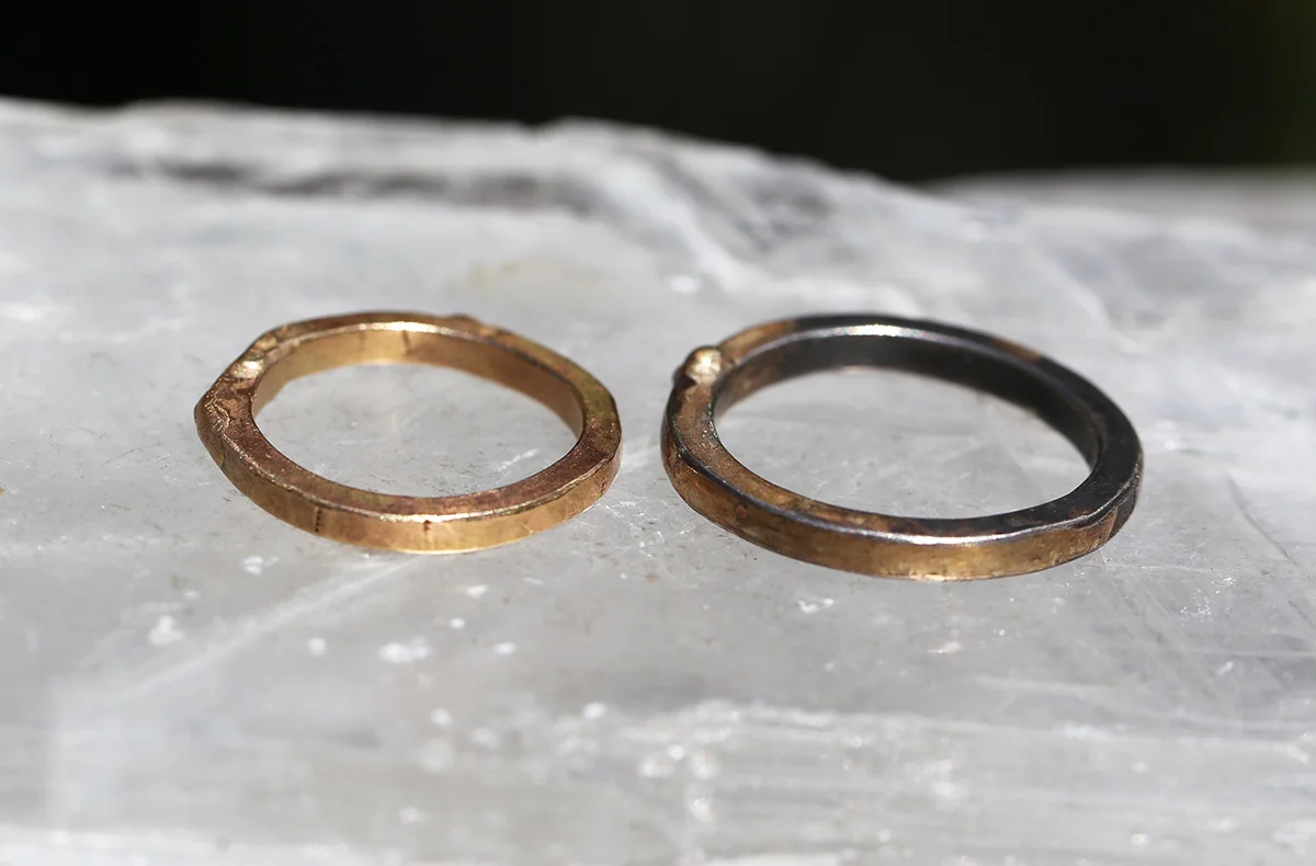 Heavy band- Gold and Oxidized Sterling Silver
