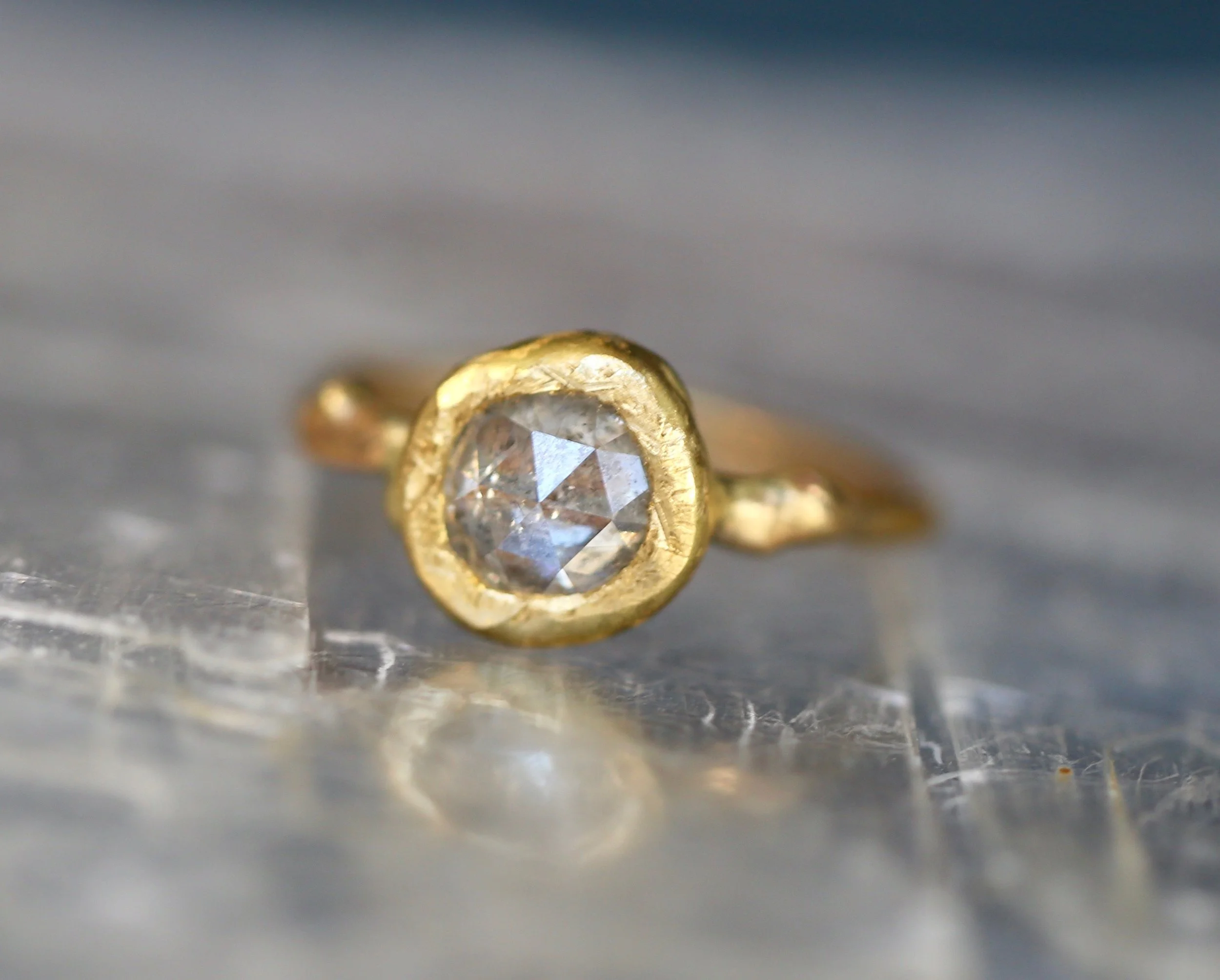White 1.6ct Rose Cut Diamond Ring