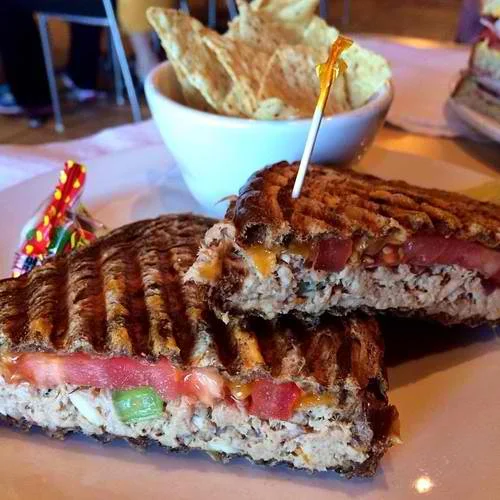 TOUR DE TOONA. Coined after a classic Altoona, PA bicycle stage race. fresh tuna salad is homemade with lite mayonnaise, celery, red onion, almonds and special seasonings. 