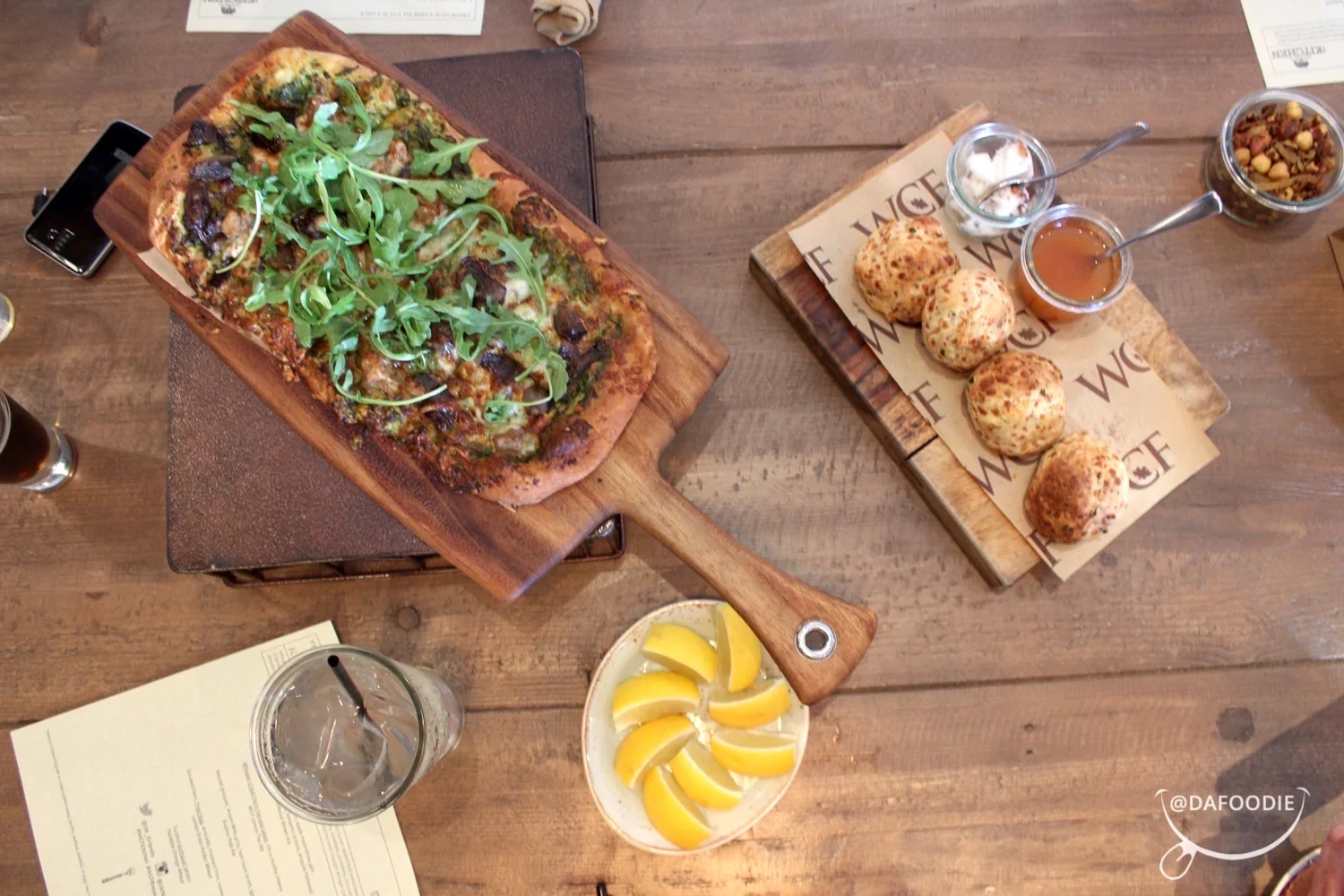 Chive Biscuits and Arugula Flatbread Appetizers