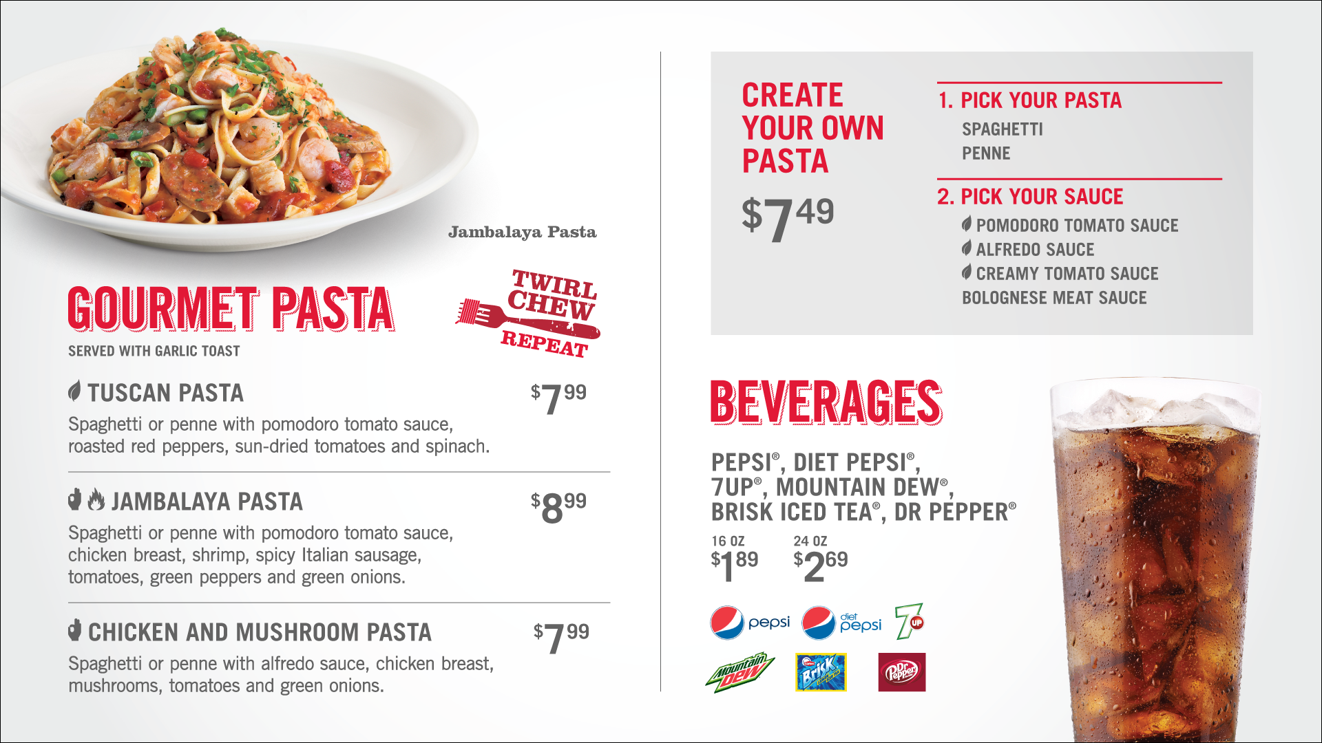  SAIT Digital Menu - Pasta and Beverages 