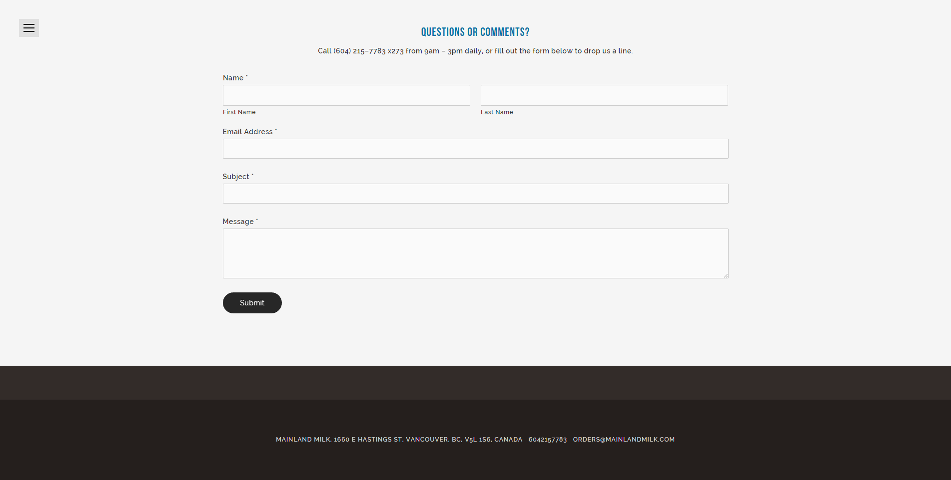  Mainland Milk Website Cont. 