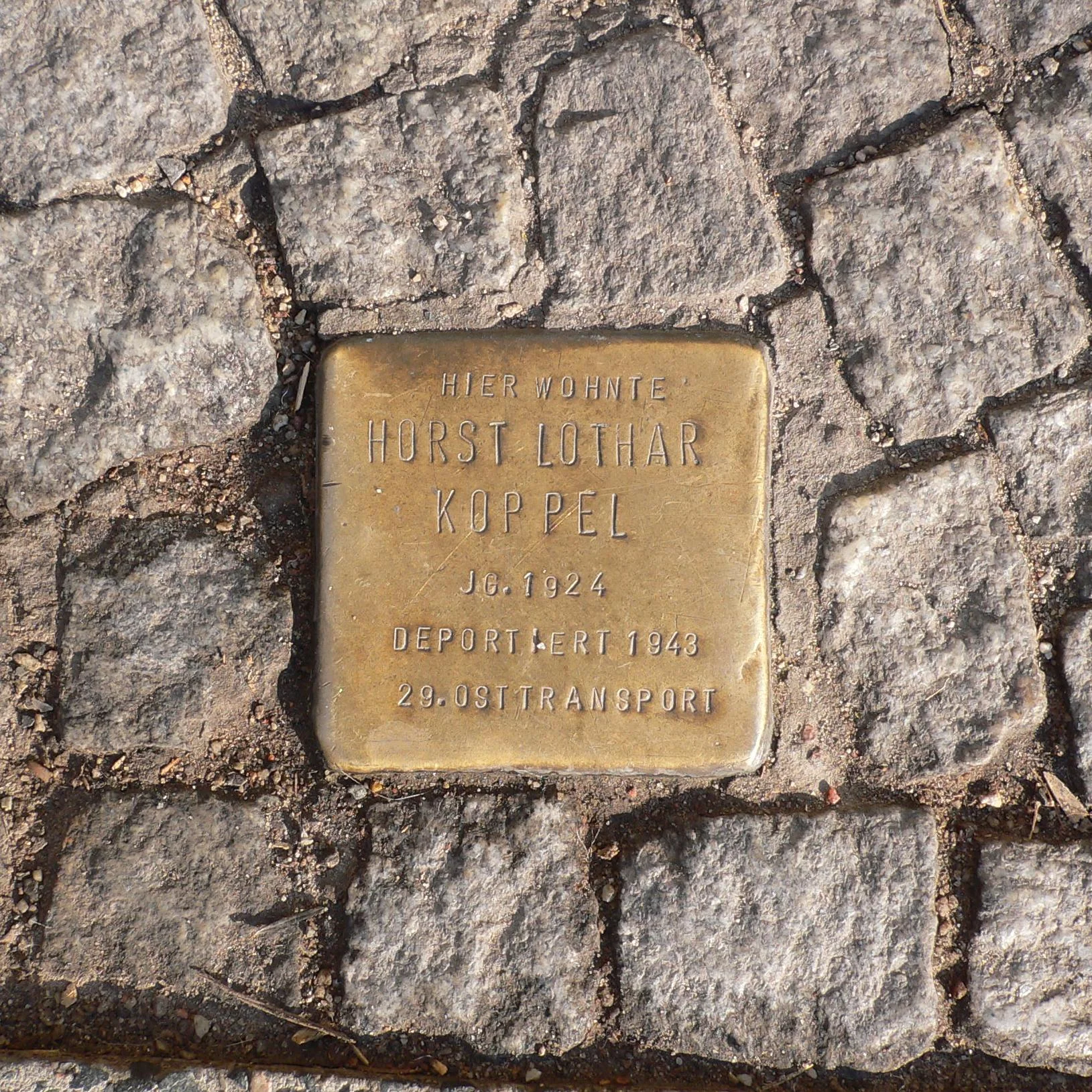 An example of a Stolperstein in Belin (via Wikipedia).