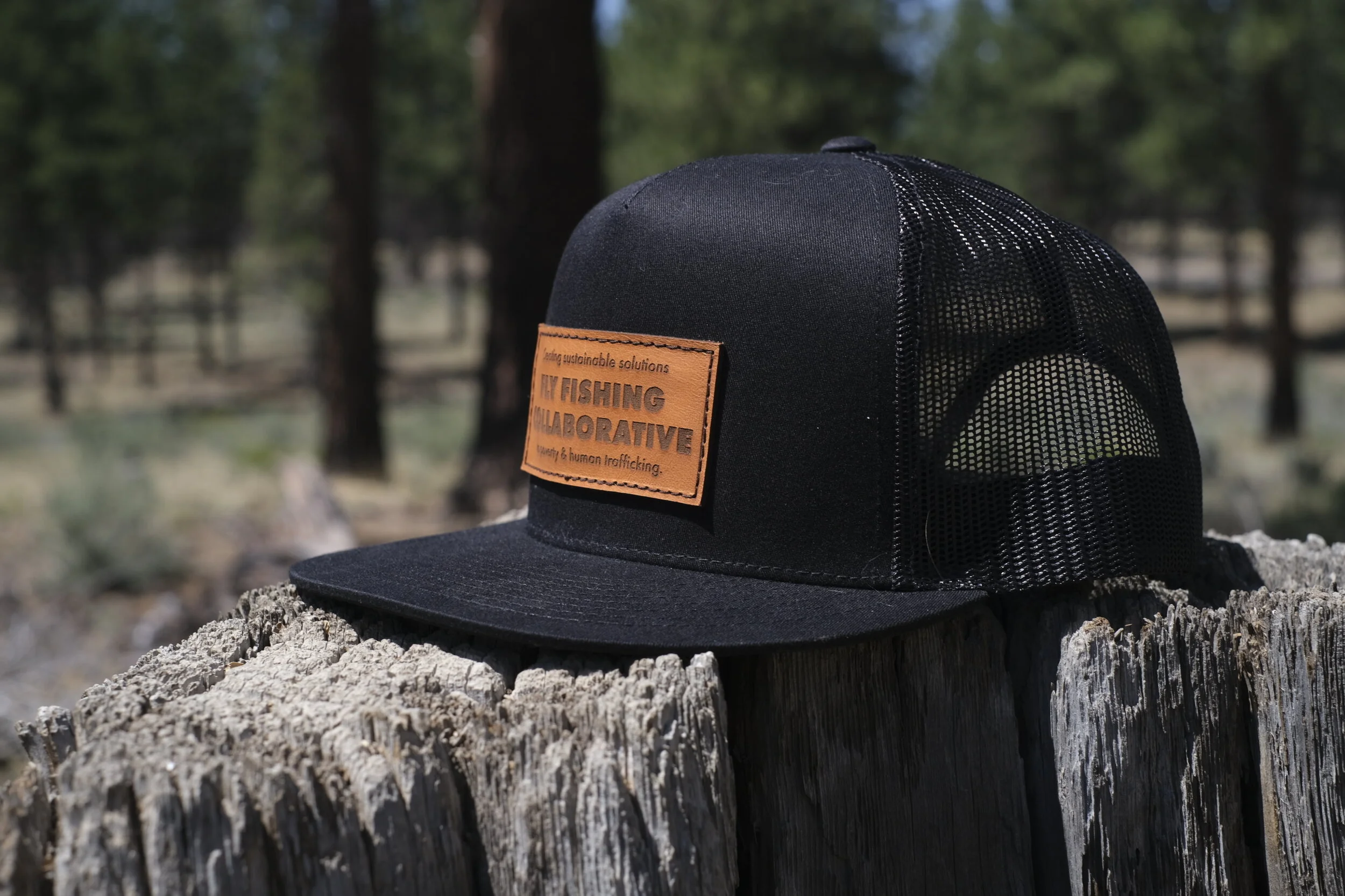 FFC Leather Patch Flat Bill Trucker Hat 