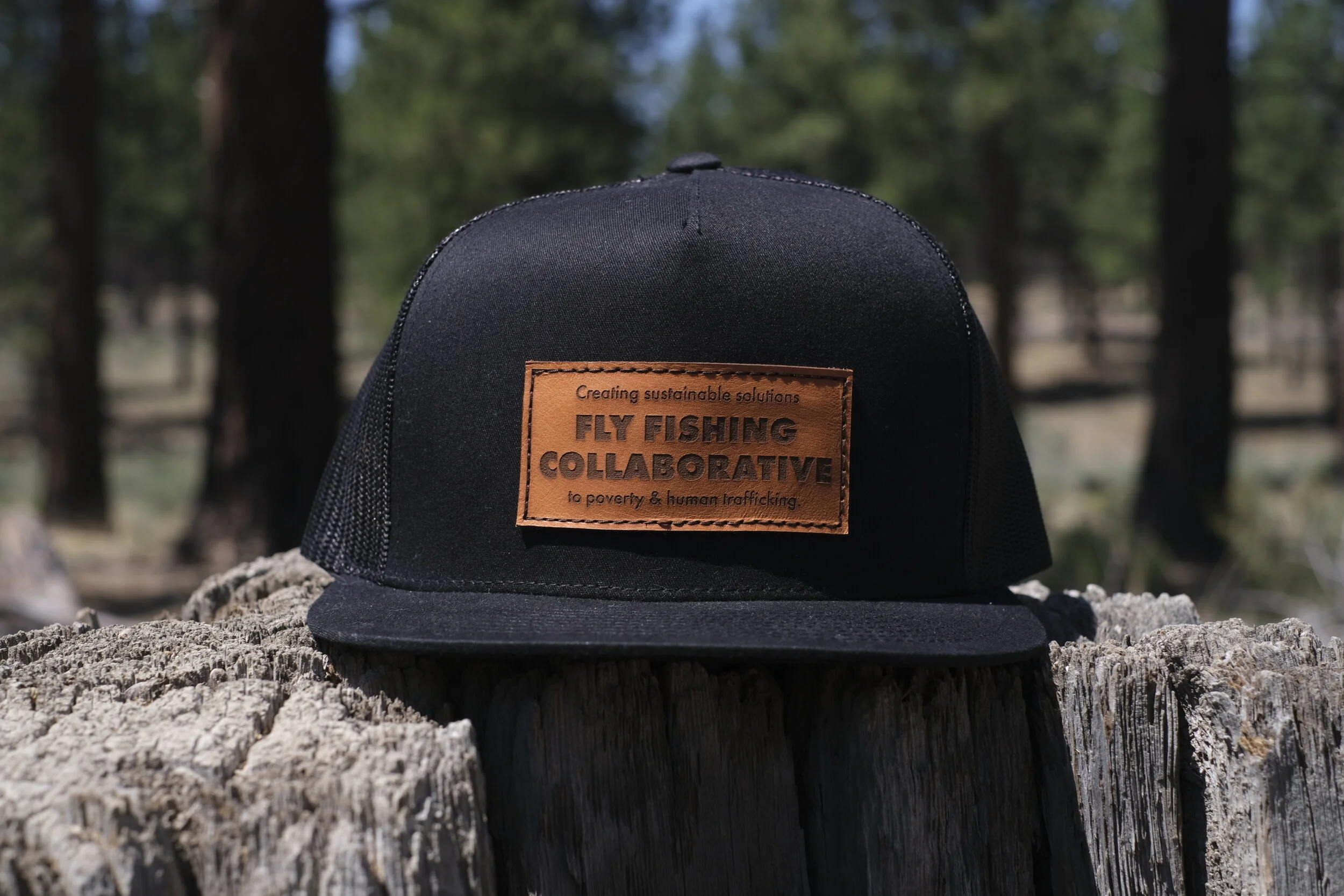 FFC Leather Patch Flat Bill Trucker Hat 