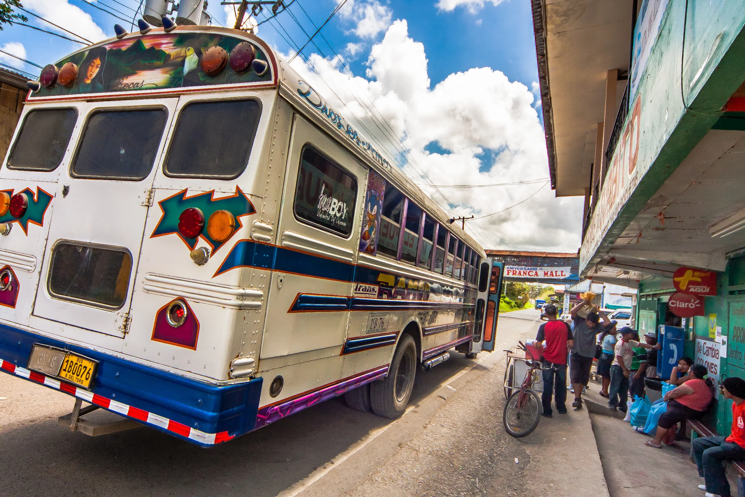 For a colorful and memorable experience, give the local "chicken bus" a try for short hops.