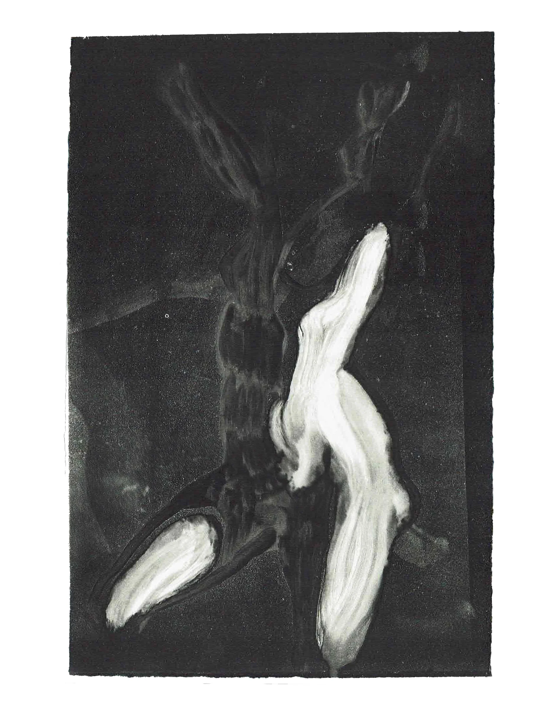 Night woman 2, 2012, monotype, 10 x 6.5 inch.