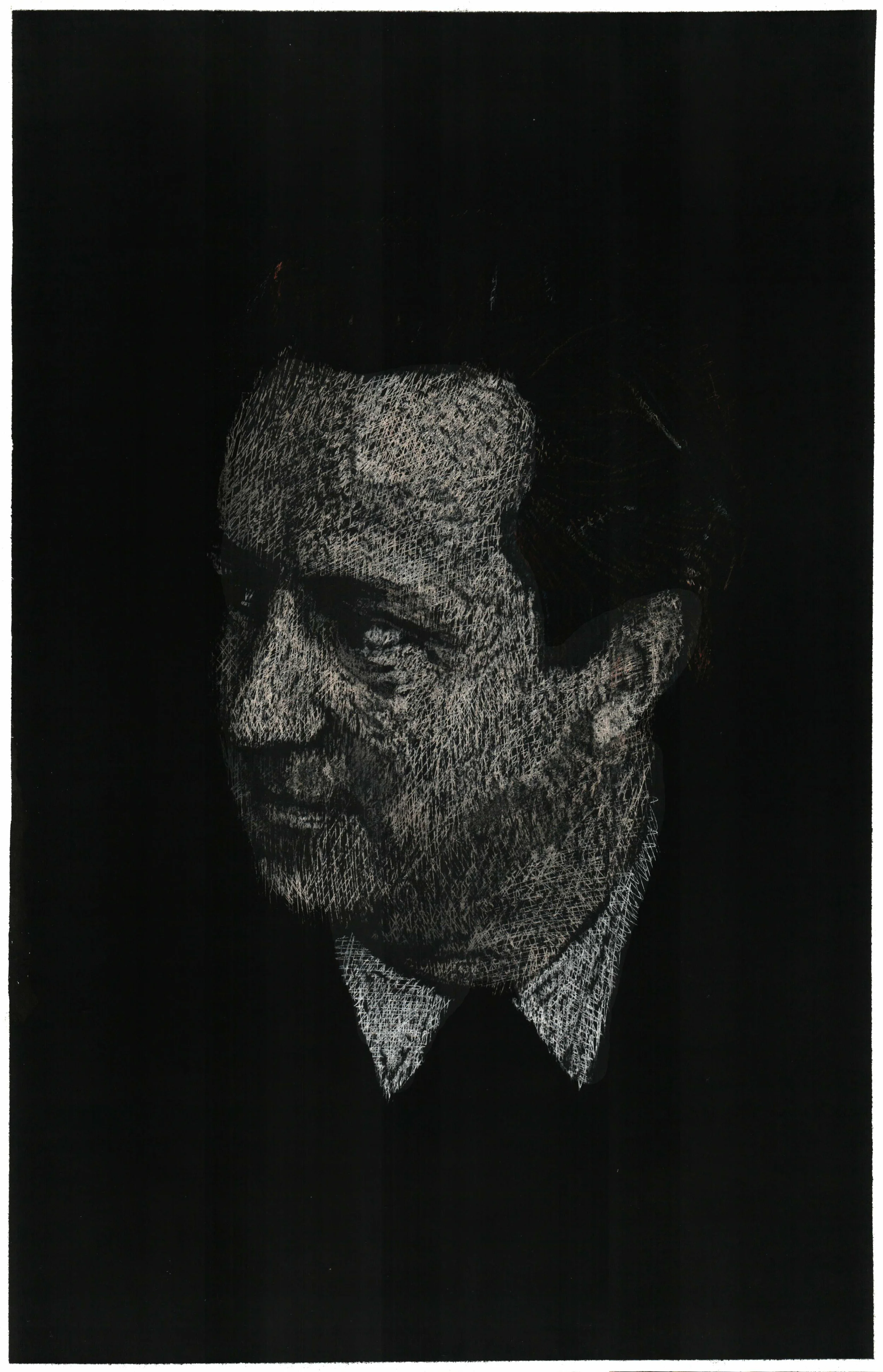 David Cameron 2016, wax & ink on paper, 17 x 11 inch.