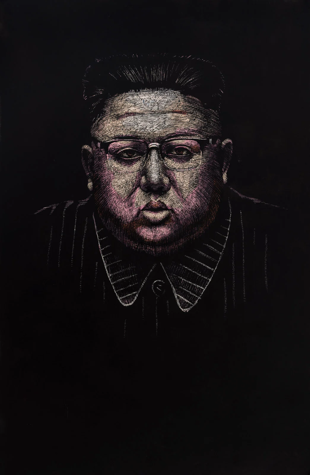 Kim Jong Un, 2017, wax & acrylic on paper, 72 x 47 inch.