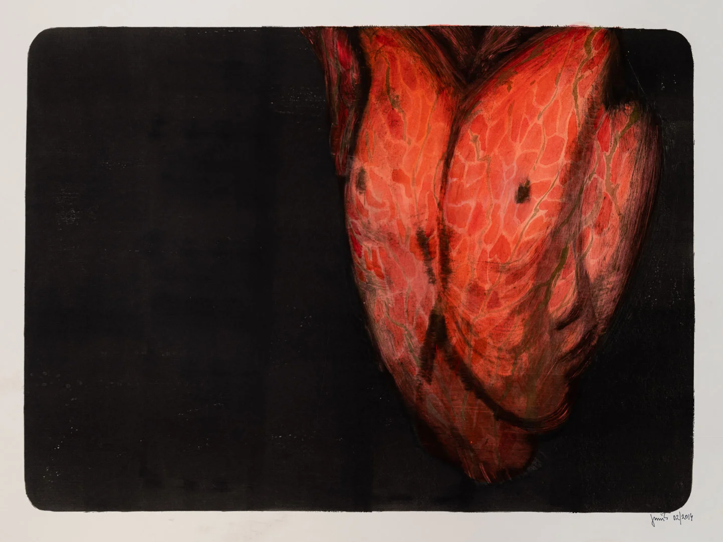 B38, 2014, monotype and watercolor on paper 18 x 24 inch.