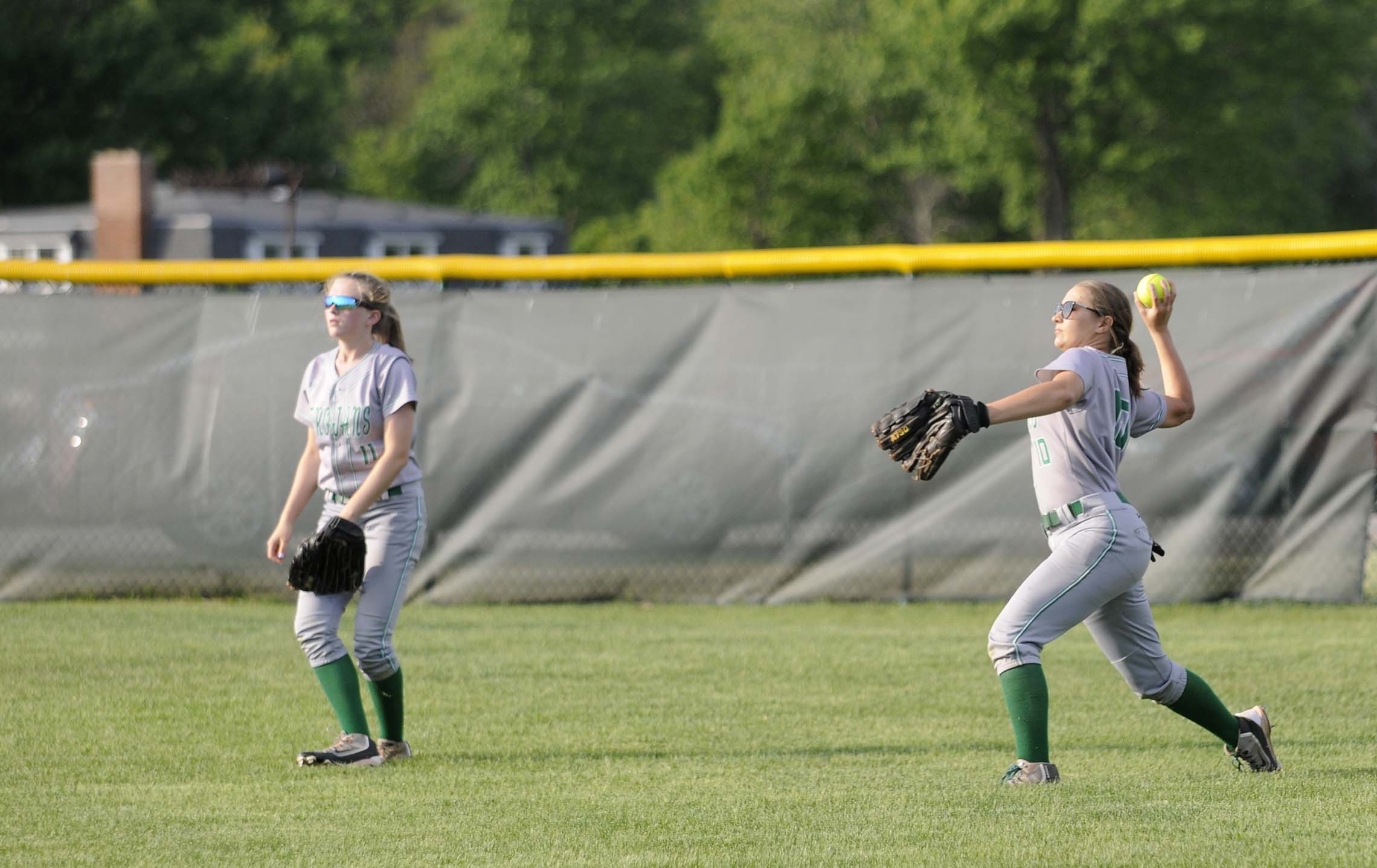  Dwight Township High School player LynnDee Hale throws in a hit Tuesday during the Class 1A Sectional semifinal softball game at Dwight Township. 