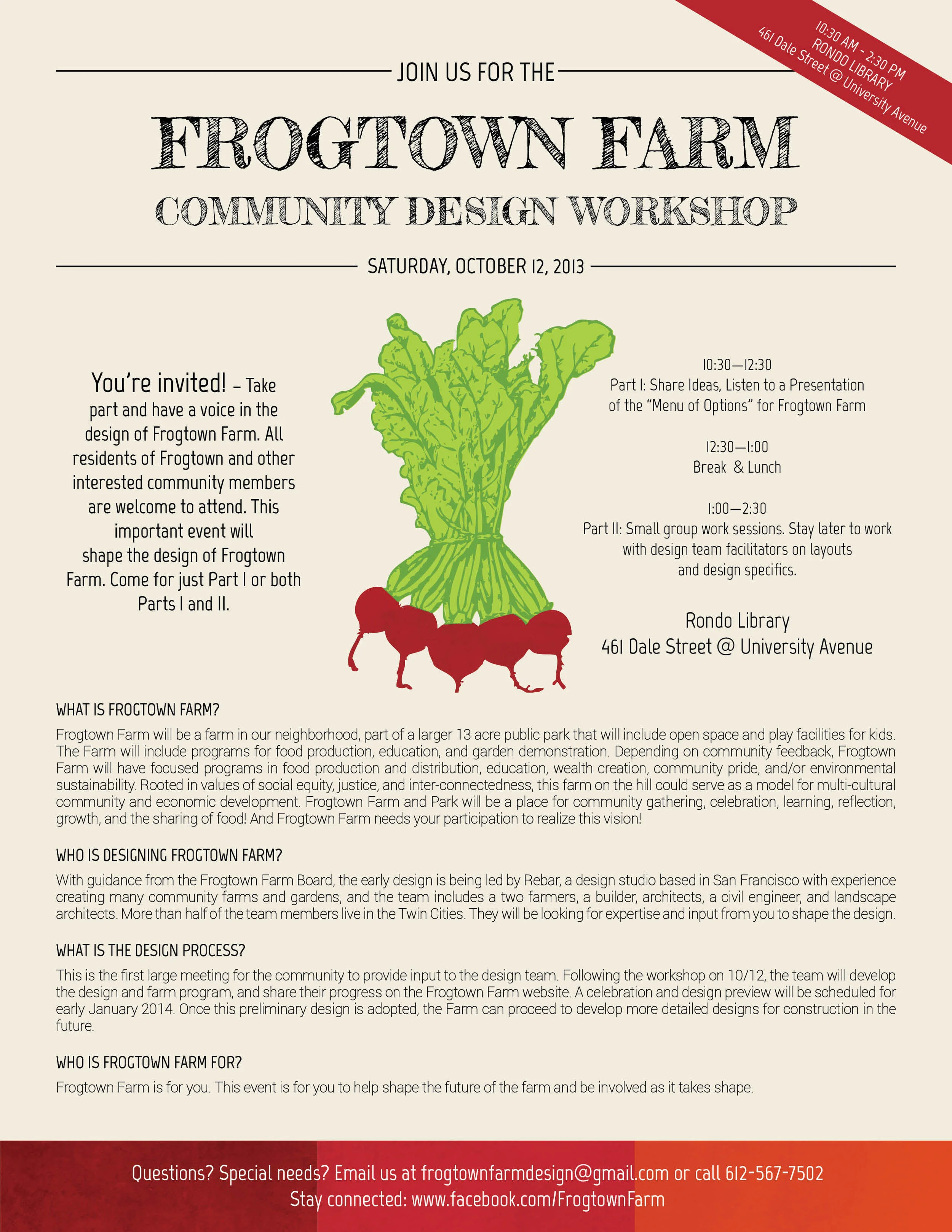 Flyer design for Frogtown Farm, Rebar