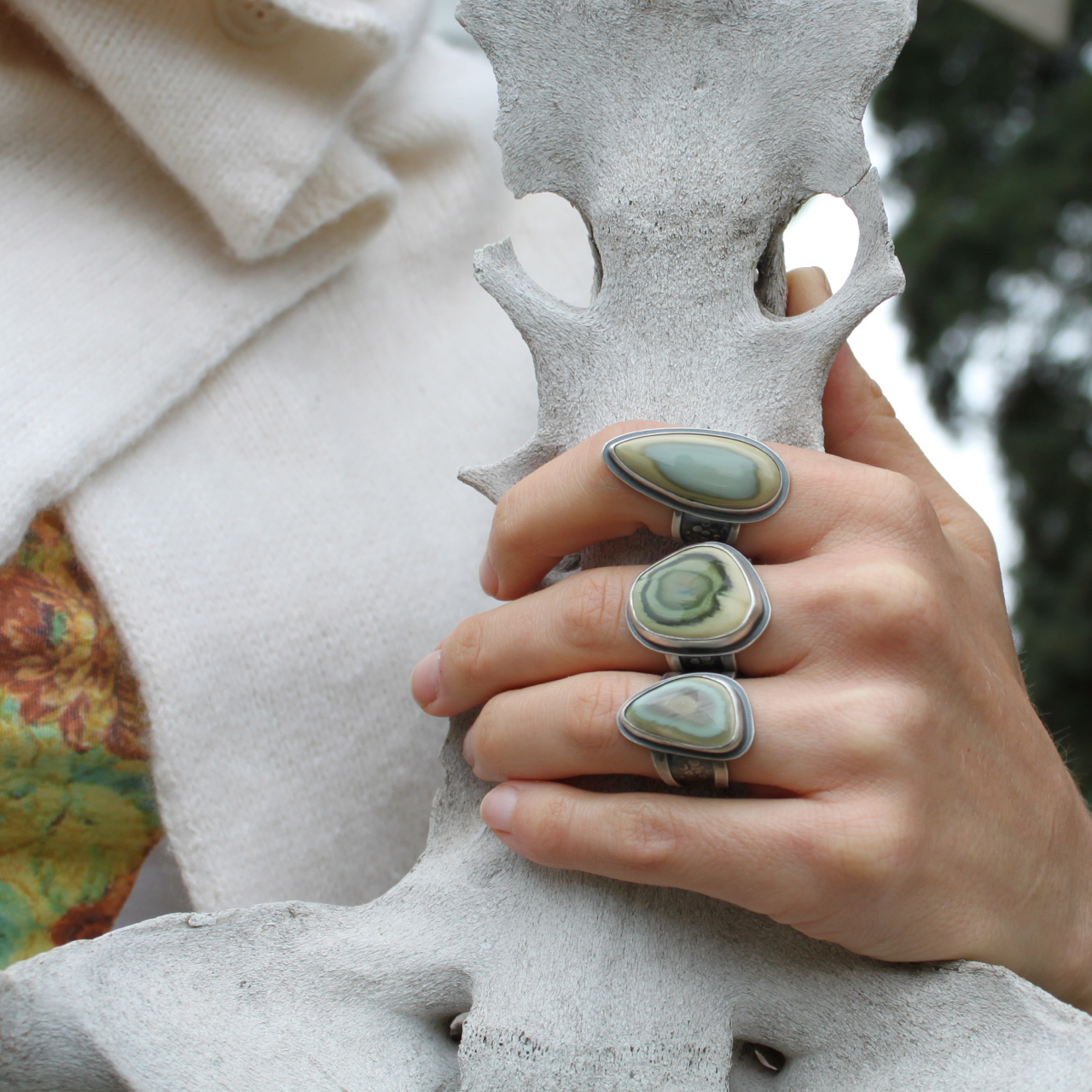 Marrow Rings (sterling silver and imperial jasper)