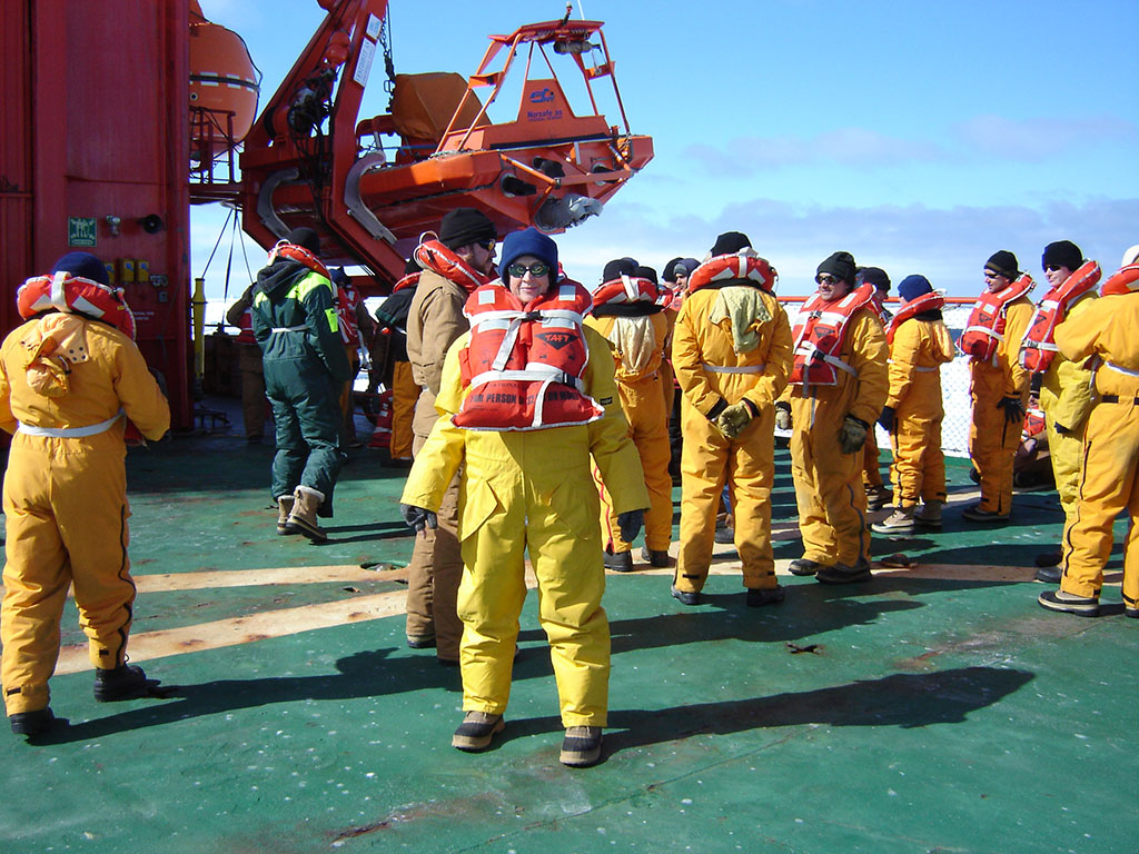 Emergency drill aboard Aurora Australis