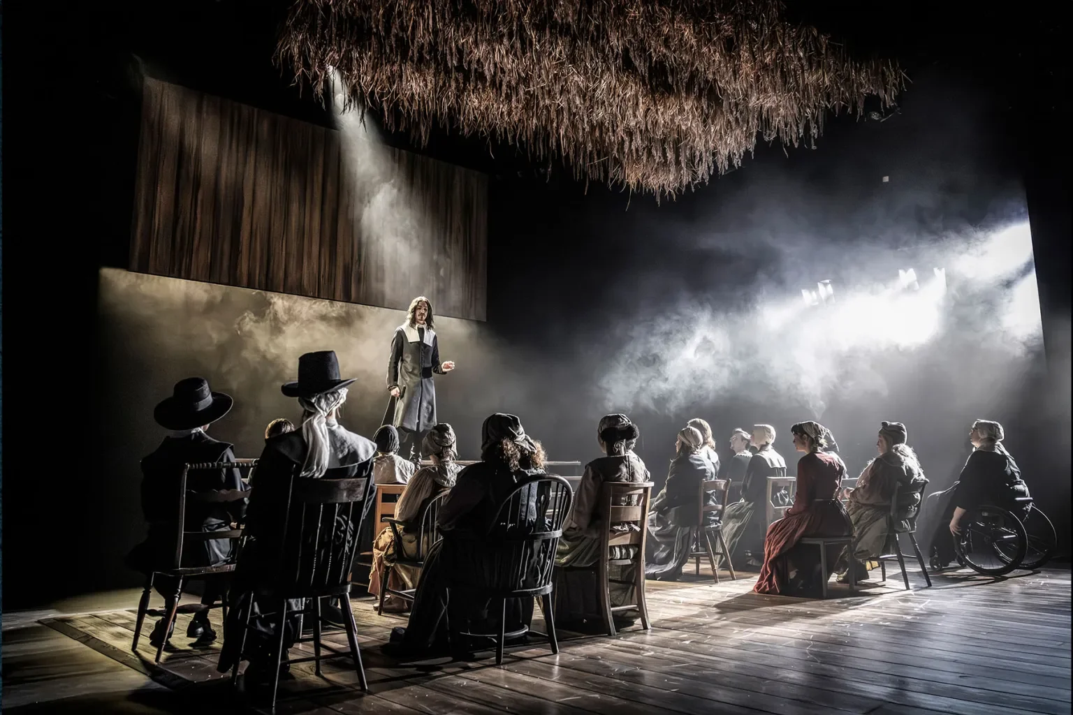  THE MANNINGTREE WITCHES by Ava Pickett  Mercury Theatre , Colchester/ Eleanor Lloyd Productions  dir: Natasha Rickman   “The production is beautifully staged, from Lucía Sánchez Roldán’s stark lighting and Sara Perks’ pared-down set and costumes, to