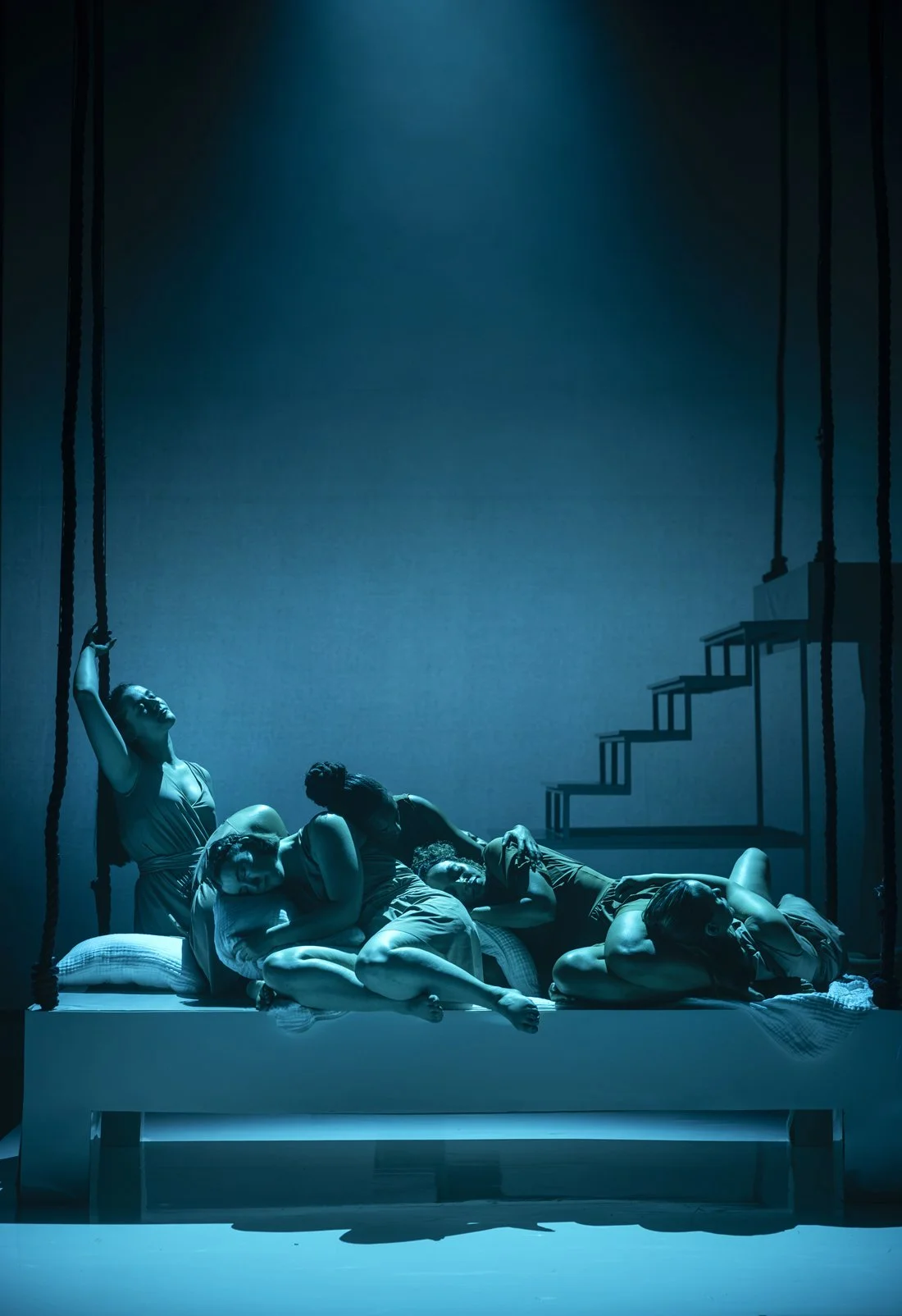  THE PENELOPIAD by Margret Atwood  York Theatre Royal 2026  dir: Juliet Forster   notably Sara Perks, her set economically effective, her costumes combining Greek drapery with neat approximations for instant transformation,   Ron Simpson - The Review