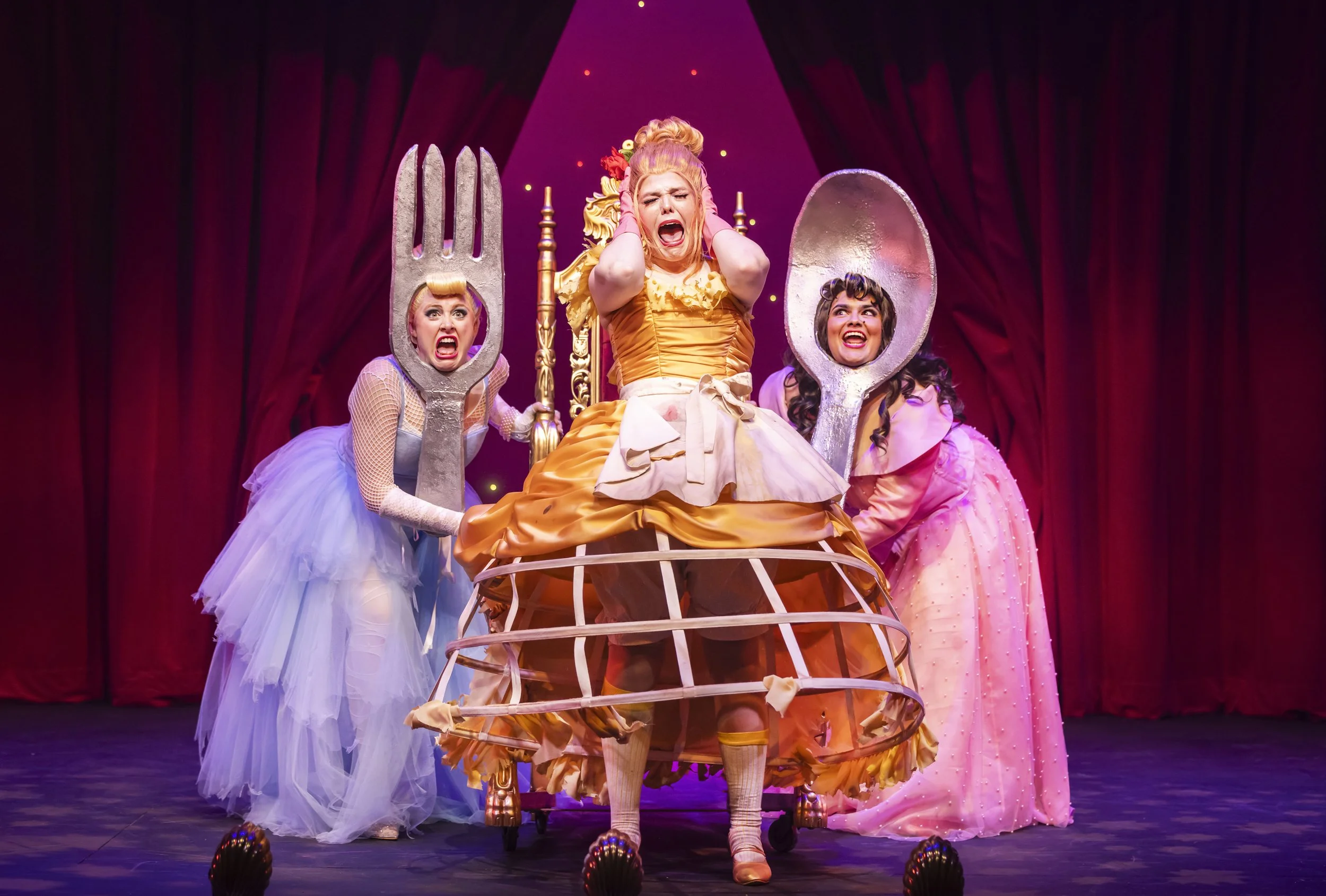  DISENCHANTED!  Lichfield Garrick/ Production Garden - Edinburgh &amp; UK Tour  dir: Daniel Buckroyd   Sara Perks’ set is a giant stage, while her costumes are all slightly subversive takes on the Disney outfits we know so well. Each princess is easi