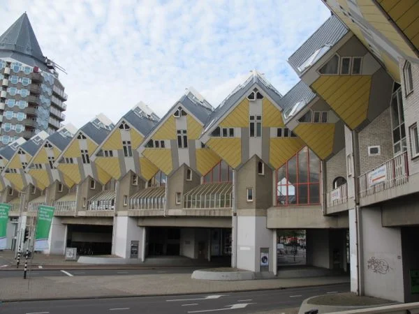 A bridge of cube houses