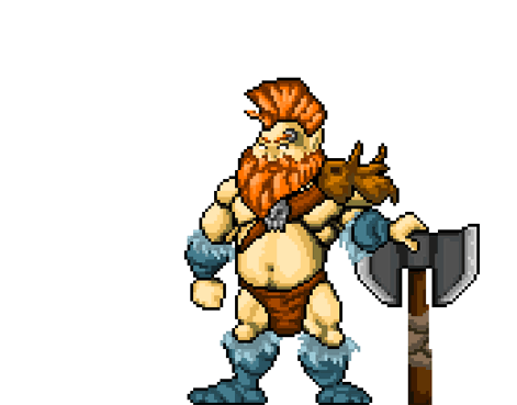 ... and here's the cleaned up version. Here is also where I start to separate the sprite into pieces and give them their own layers (head, torso, left leg, right leg, etc.)...