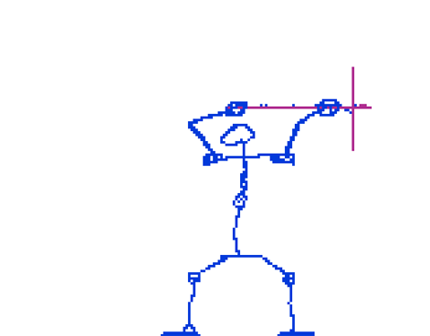 Having all the pieces of the "idle" sprite separated, I start his primary attack animation with some construction lines.
