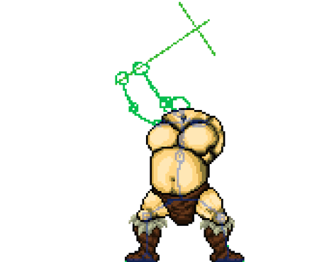 Editing and warping the pieces to fit the construction lines, I start to fill out the image, animating things like the torso and each leg individually (including the super sexy loincloth).