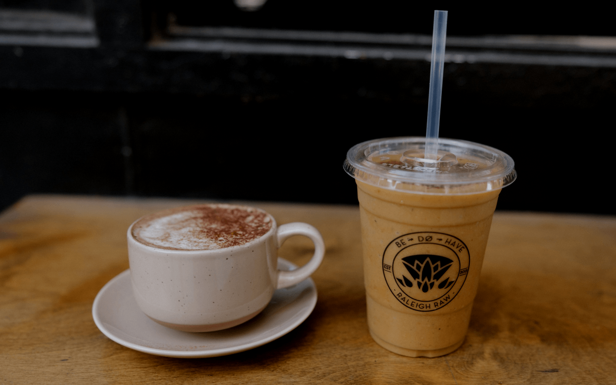 Organic coffee, matcha,  and espresso latte in Raleigh NC