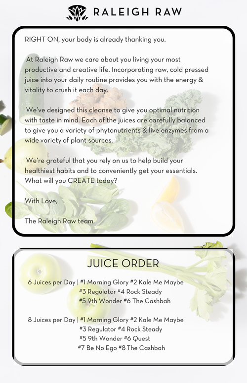 Cleanse Guidelines — Raleigh Raw