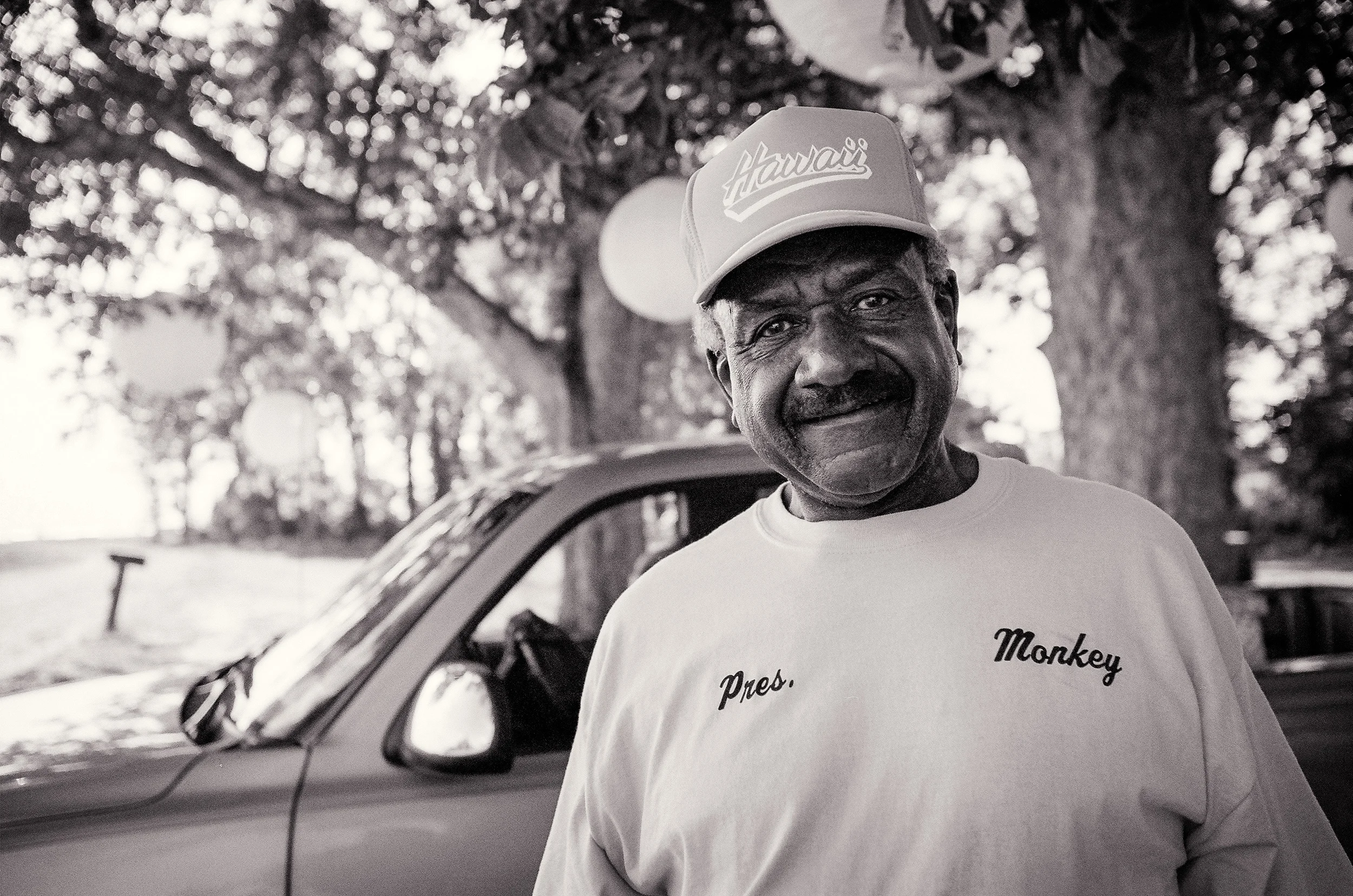 Willie, wearing a t-shirt with his name emblazoned on it, greets me outside his juke joint, before the wedding.