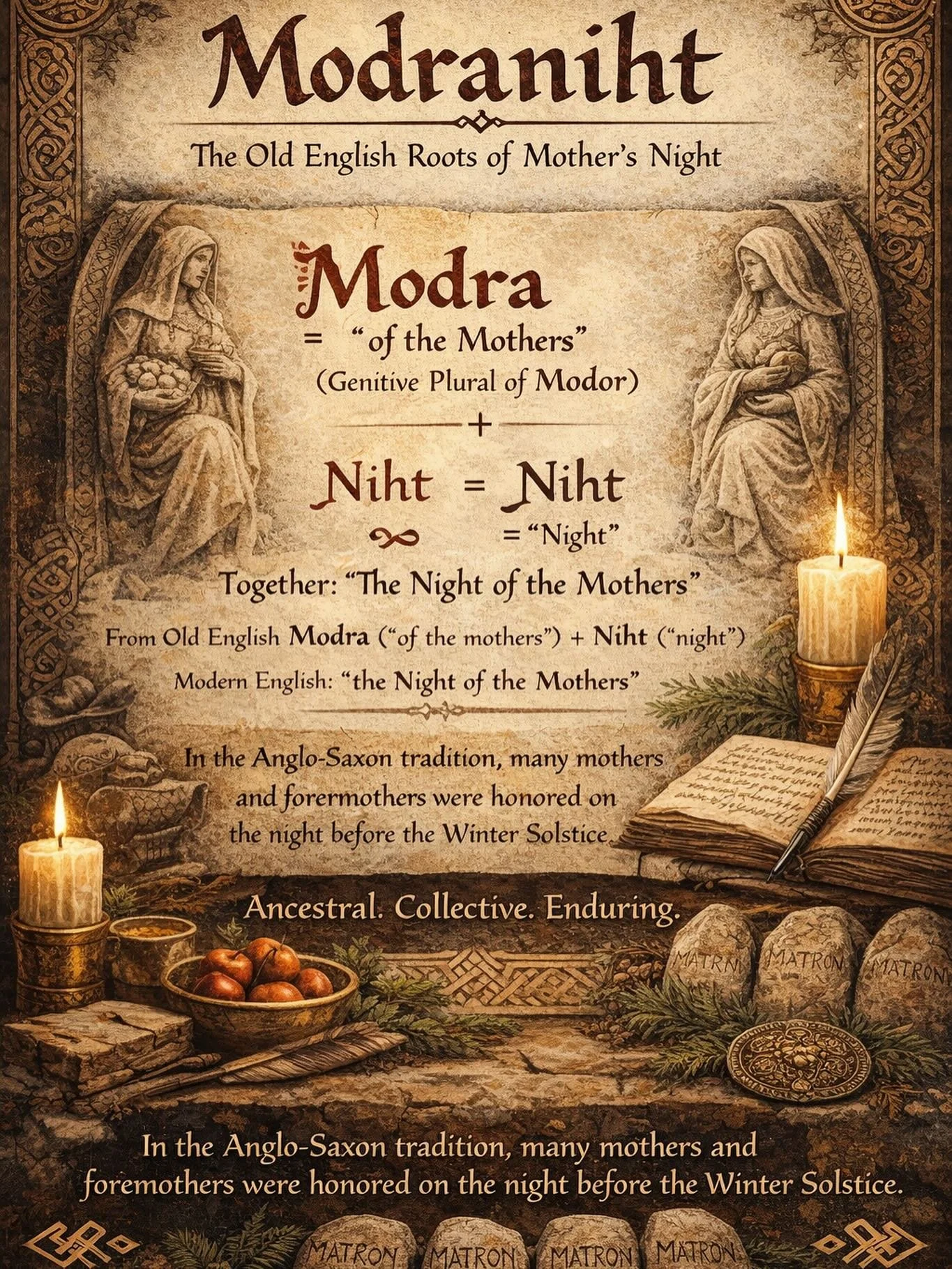 Happy Mother&rsquo;s Night- the Eve of the Winter Solstice&hellip; the night before the Sun returns. We pause to remember those who came before us and to give thanks for the life that continues through us.