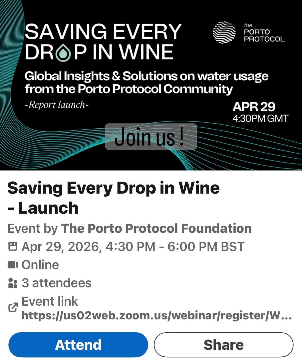 The Porto Protocol continues to lead where it matters most 💧&hellip; proud to be part of the Save Every Drop Launch next Wednesday- the 29th. Join us - For registration info @theportoprotocol 
#water #indigenousknowlwdge #waterandwine