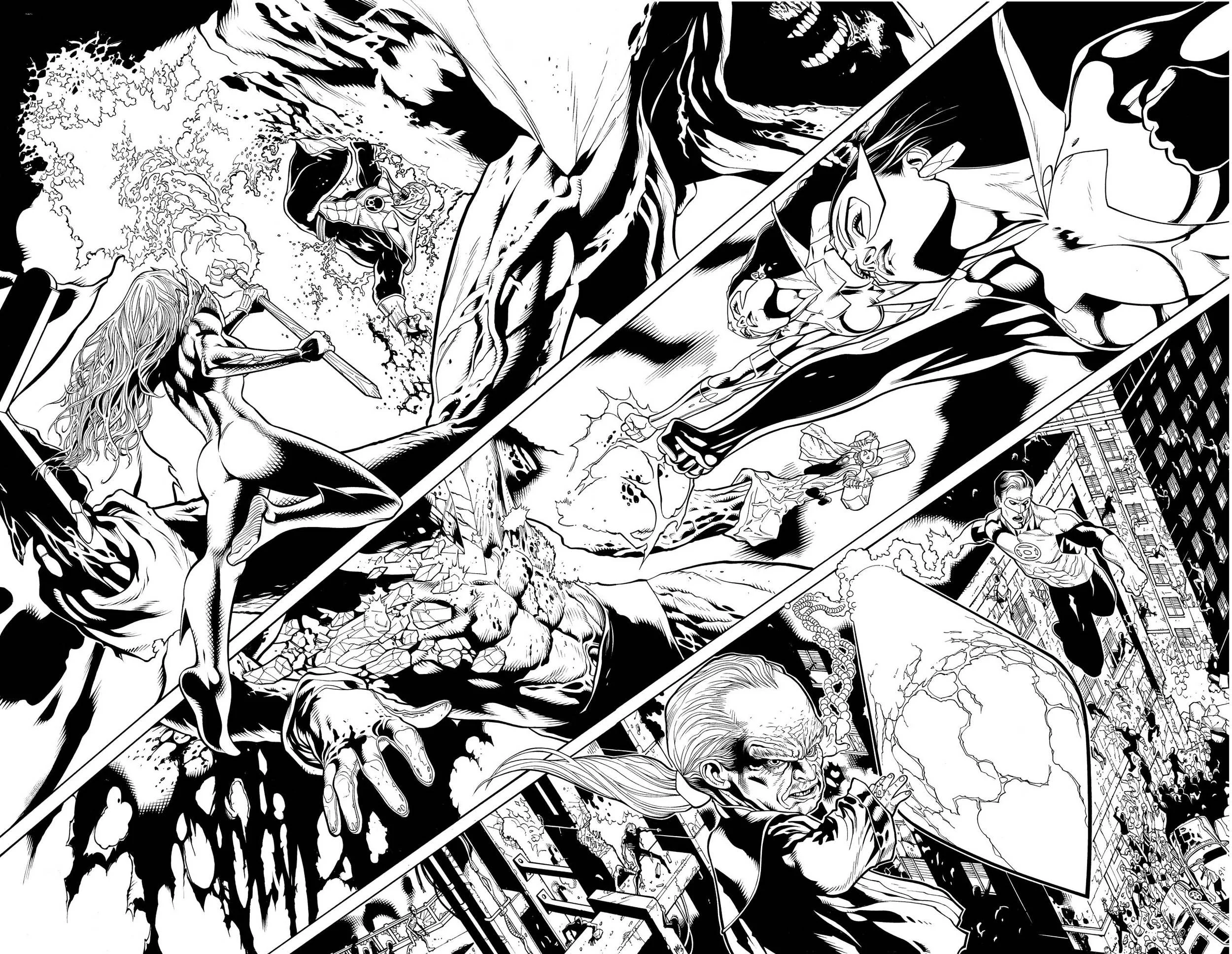 Green Lantern #50, pages 16-17. Pencils: Doug Mahnke Inks: Tom Nguyen