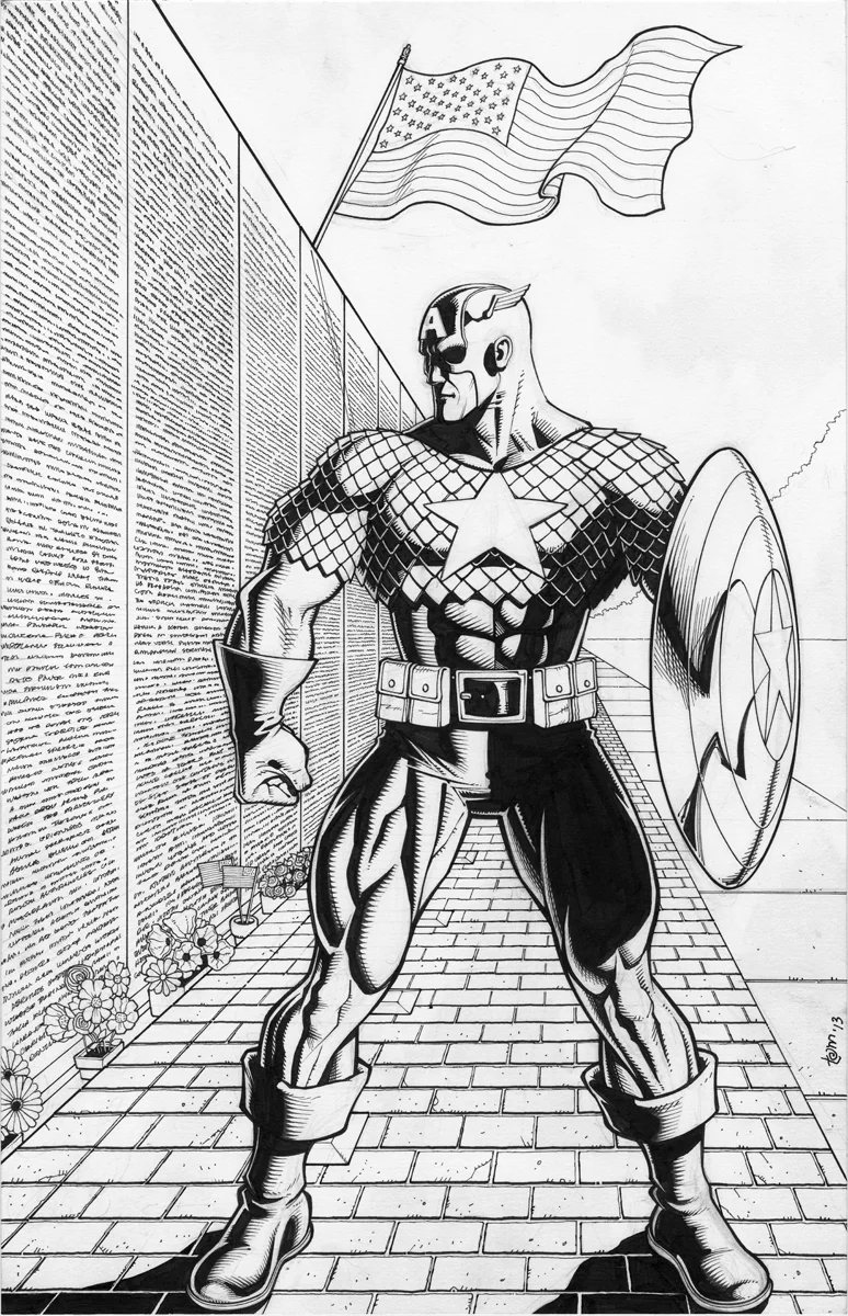 Captain America, 11 X 17 inches on bristol board.