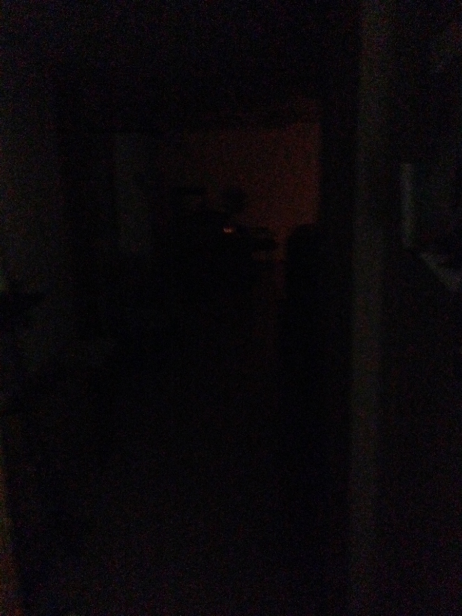 Now I'm standing in the doorway looking out into the basement. Again, this was taken by my iPhone and just about matches what I saw with my own eyes.