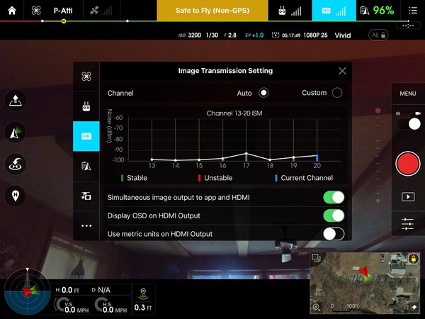 DJI Inspire drone controller screen