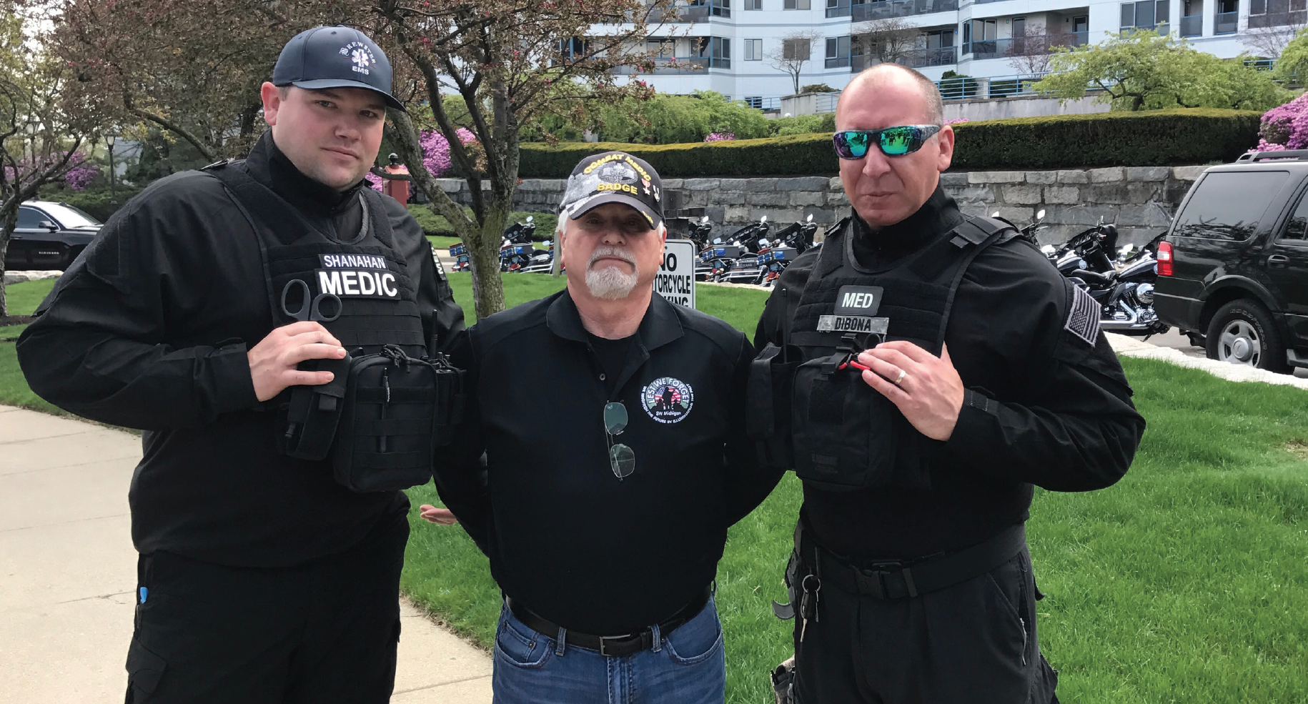 Adam Shanahan and Chris DiBona Tactical Paramedics on protection detail with Congressional Medal of Honor recipient James C. McCloughan