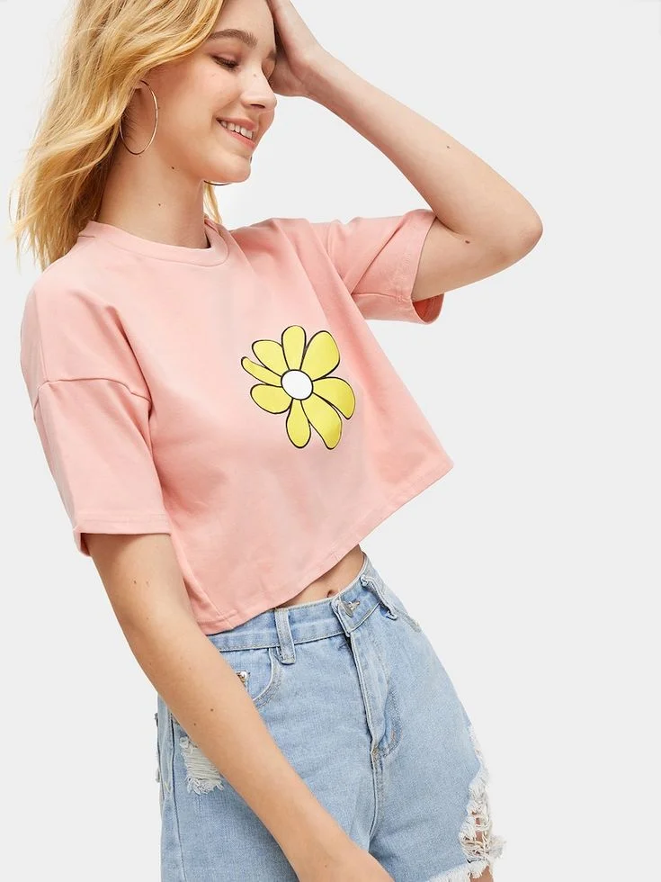 Floral Print Crop Tee _ ROMWE.jpeg