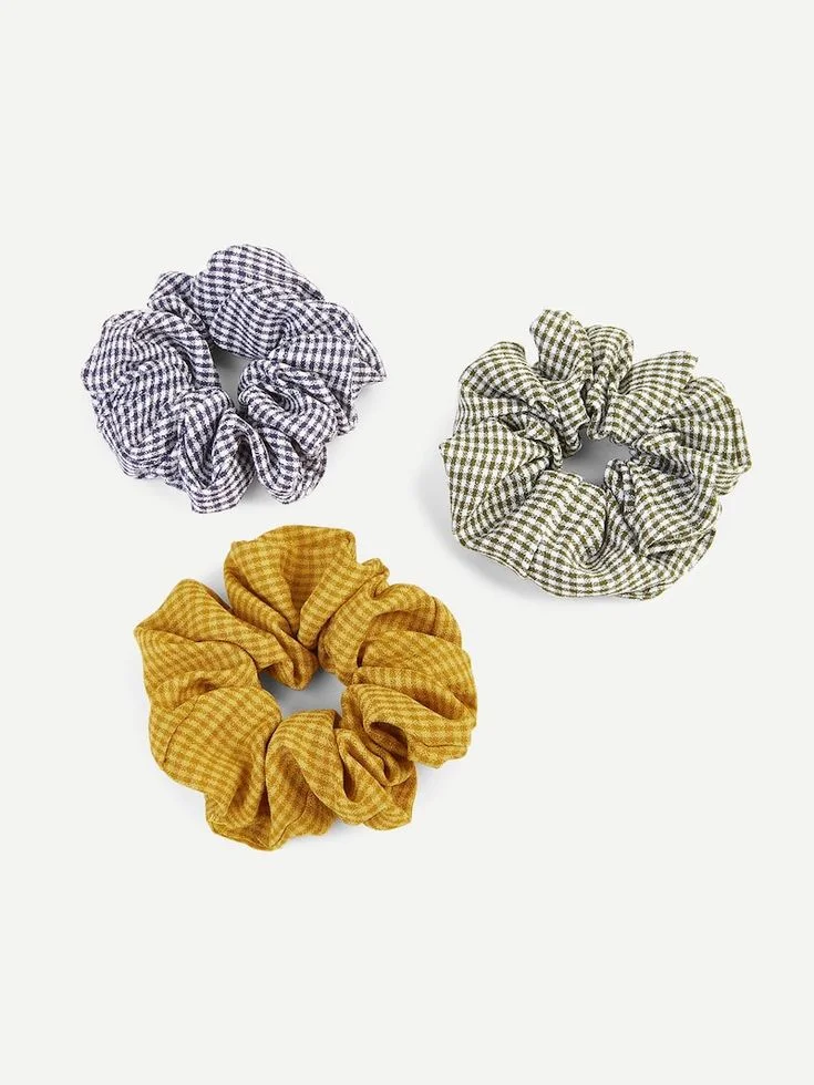 Gingham Elastic Hair Tie 3pcs _ ROMWE.jpeg