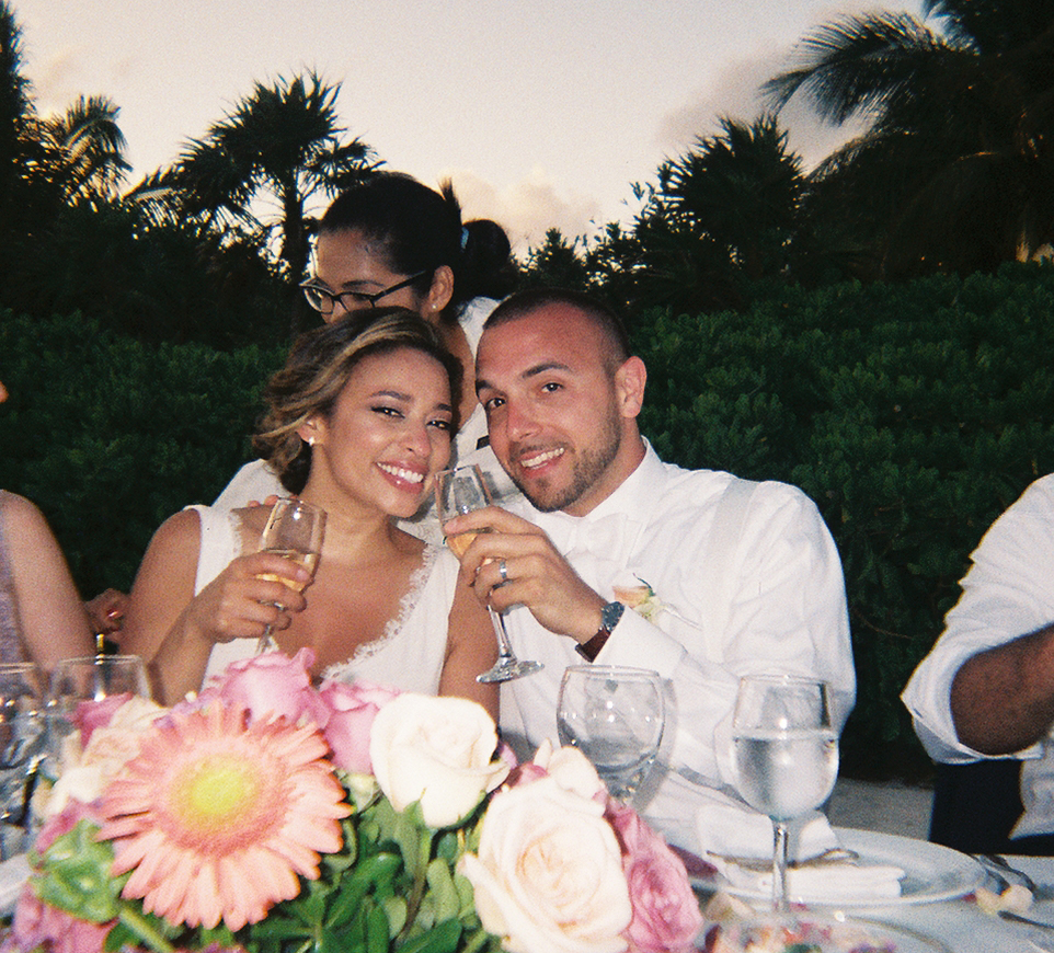 Alexa and I said our vows in Tulum, Mexico with our family and friends in 2015. We gave all of our guests disposable cameras for the weekend and this photo credit goes to one of them. 